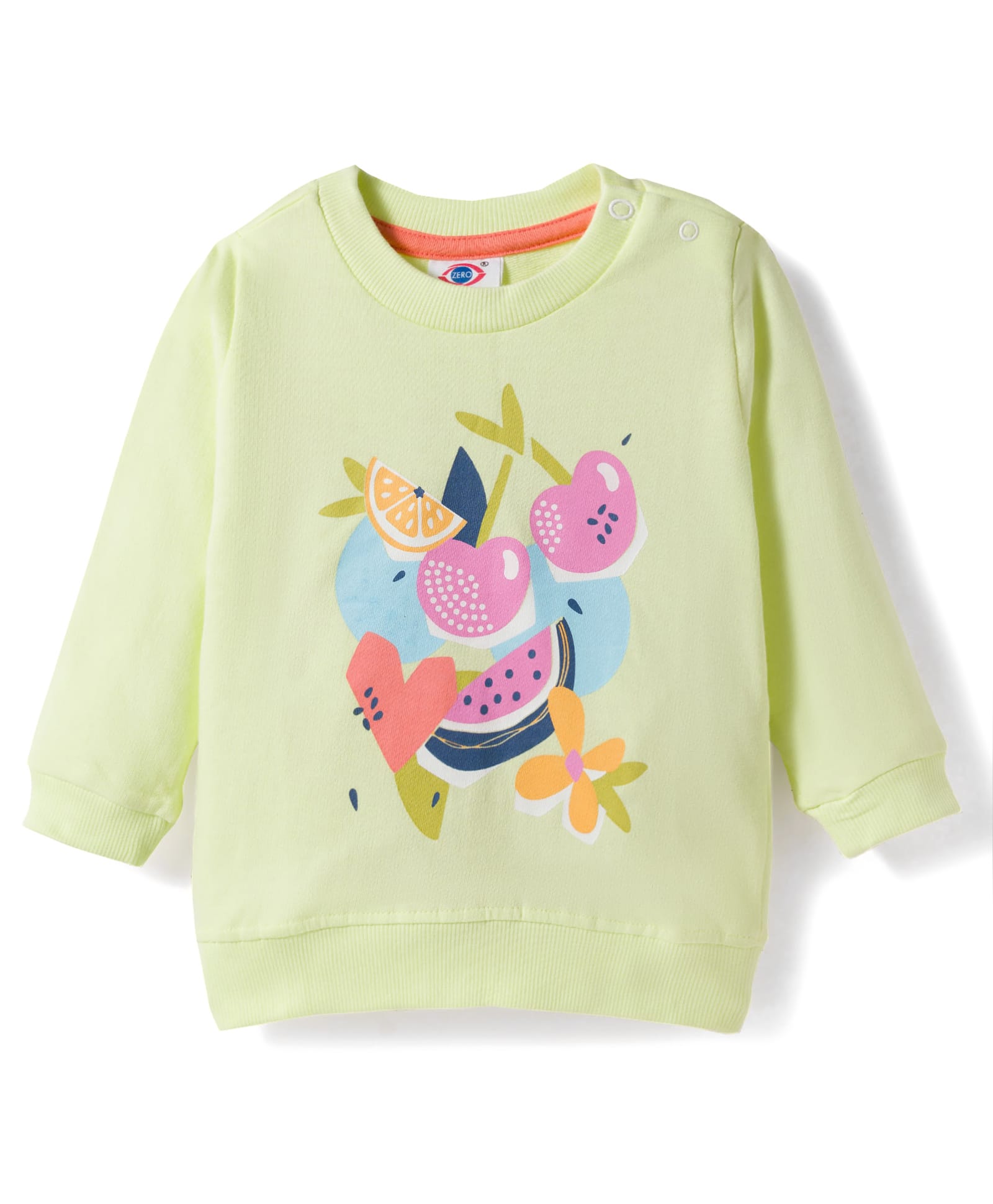 Zero Looper Knit Full Sleeves T-Shirt with Fruit Print - Light Green-picture-37