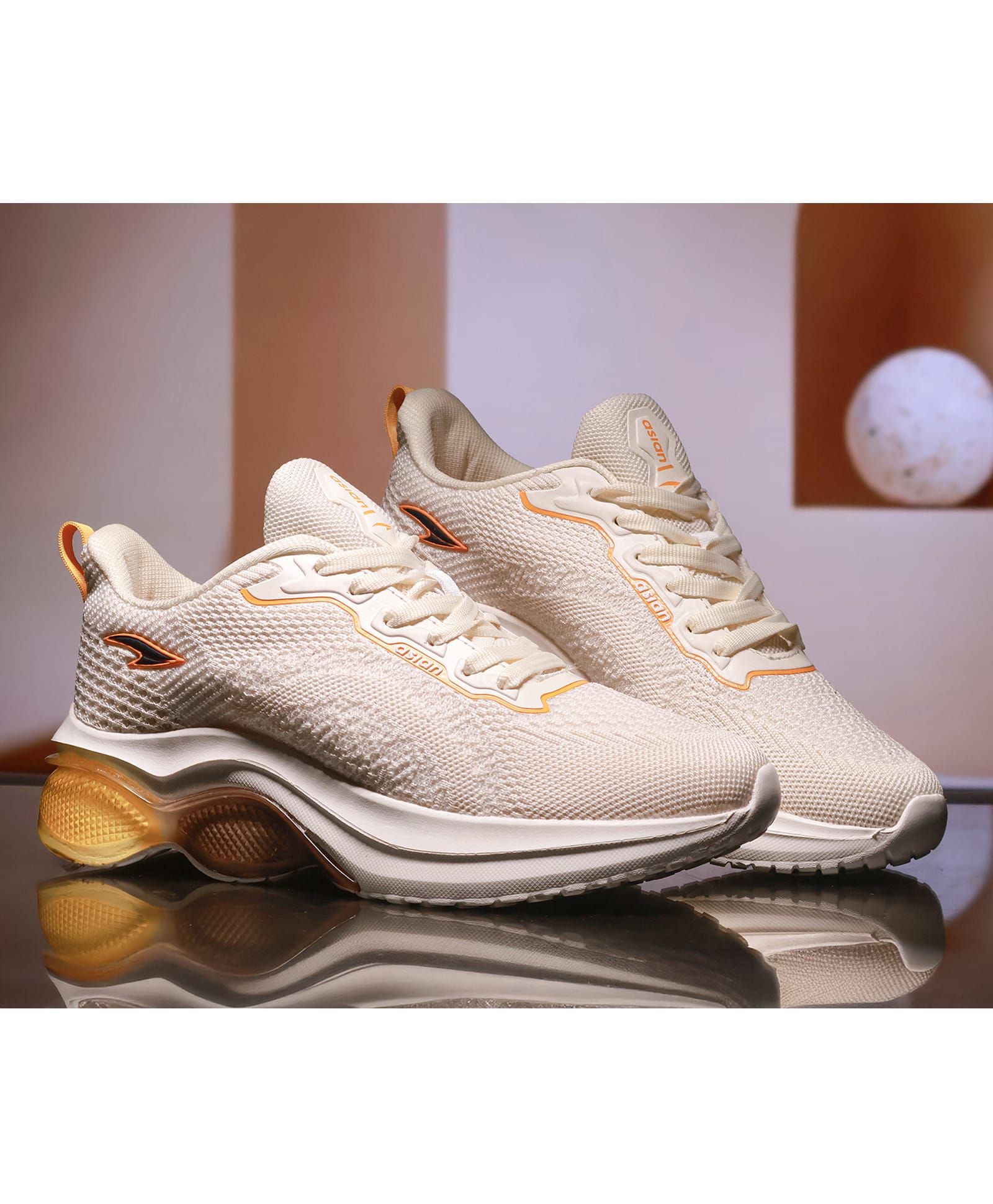 asian Mesh Detailed Yodha 08 Lace Up Shoes - White & Mustard-image-16