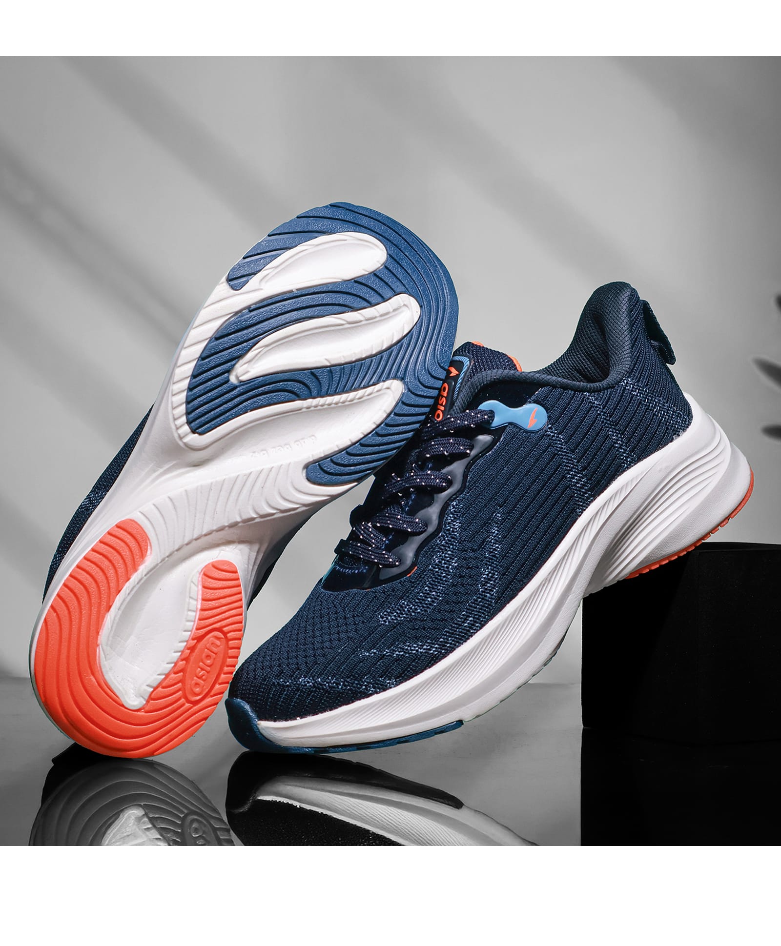asian Mesh Detailed Yodha 10 Lace Up Shoes - Navy Blue & Orange-picture-10
