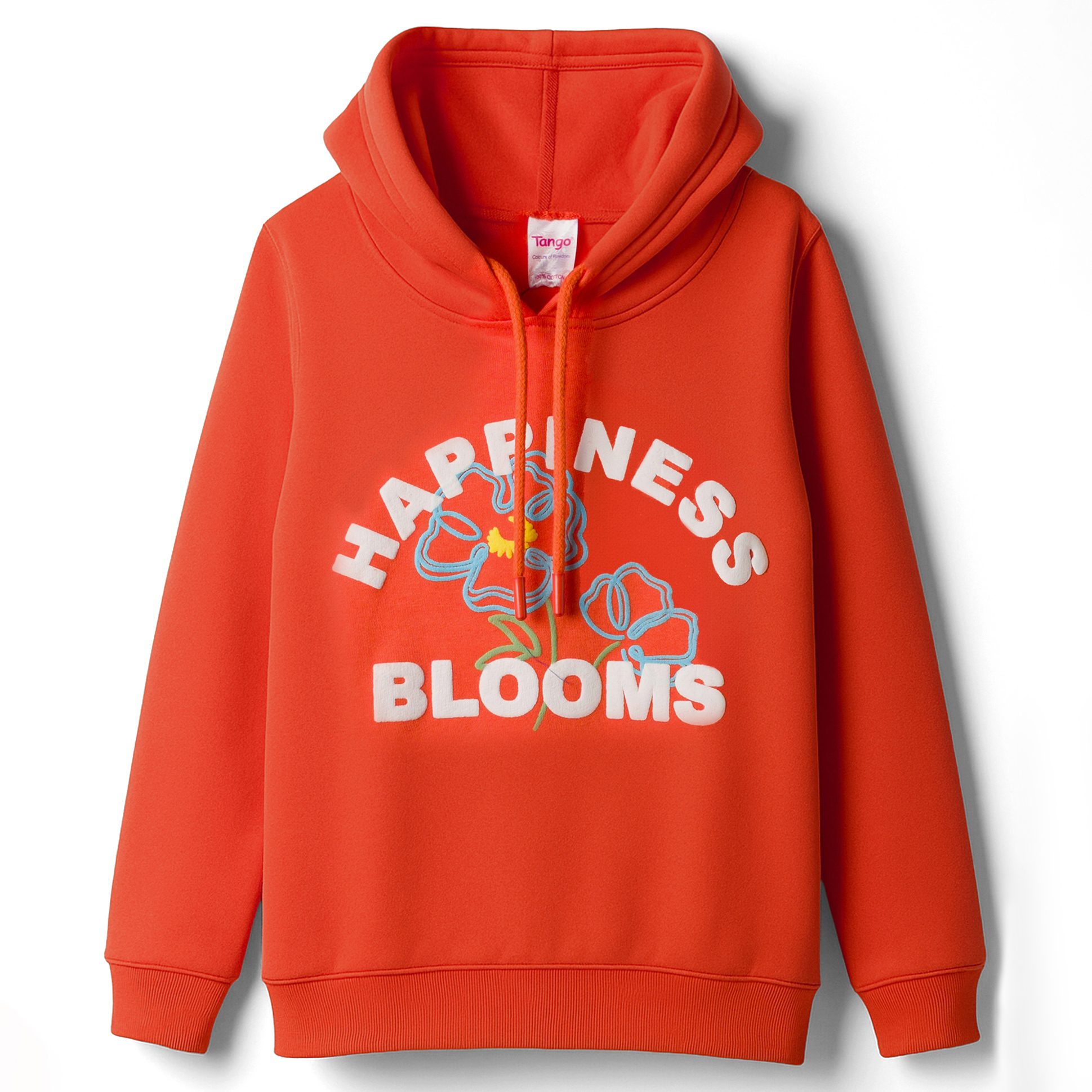 Tango Fleece Knit Full Sleeves Hoodies With Text Print - Orange-picture-18