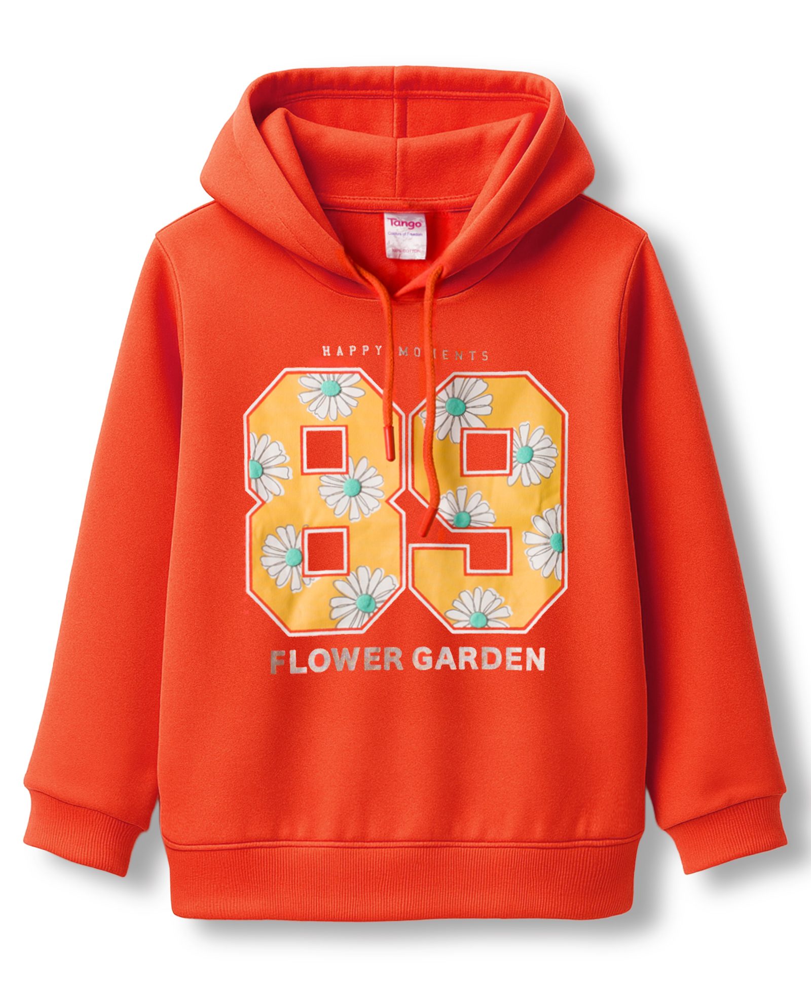 Tango Fleece Knit Full Sleeves Hoodies With Number Print - Orange-picture-22