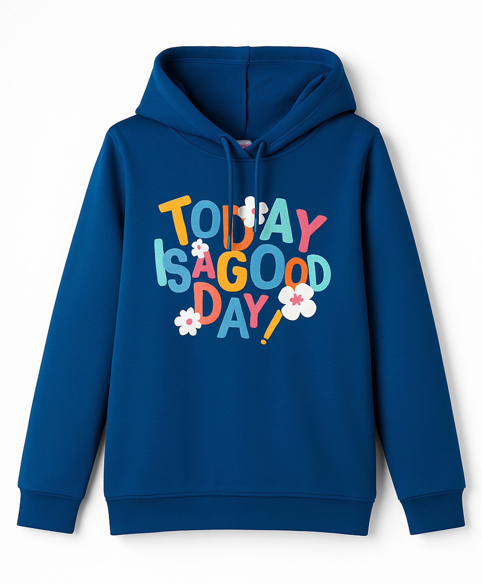 Tango Fleece Knit Full Sleeves Hooded Sweatshirt with Text Print - Navy Blue-picture-11