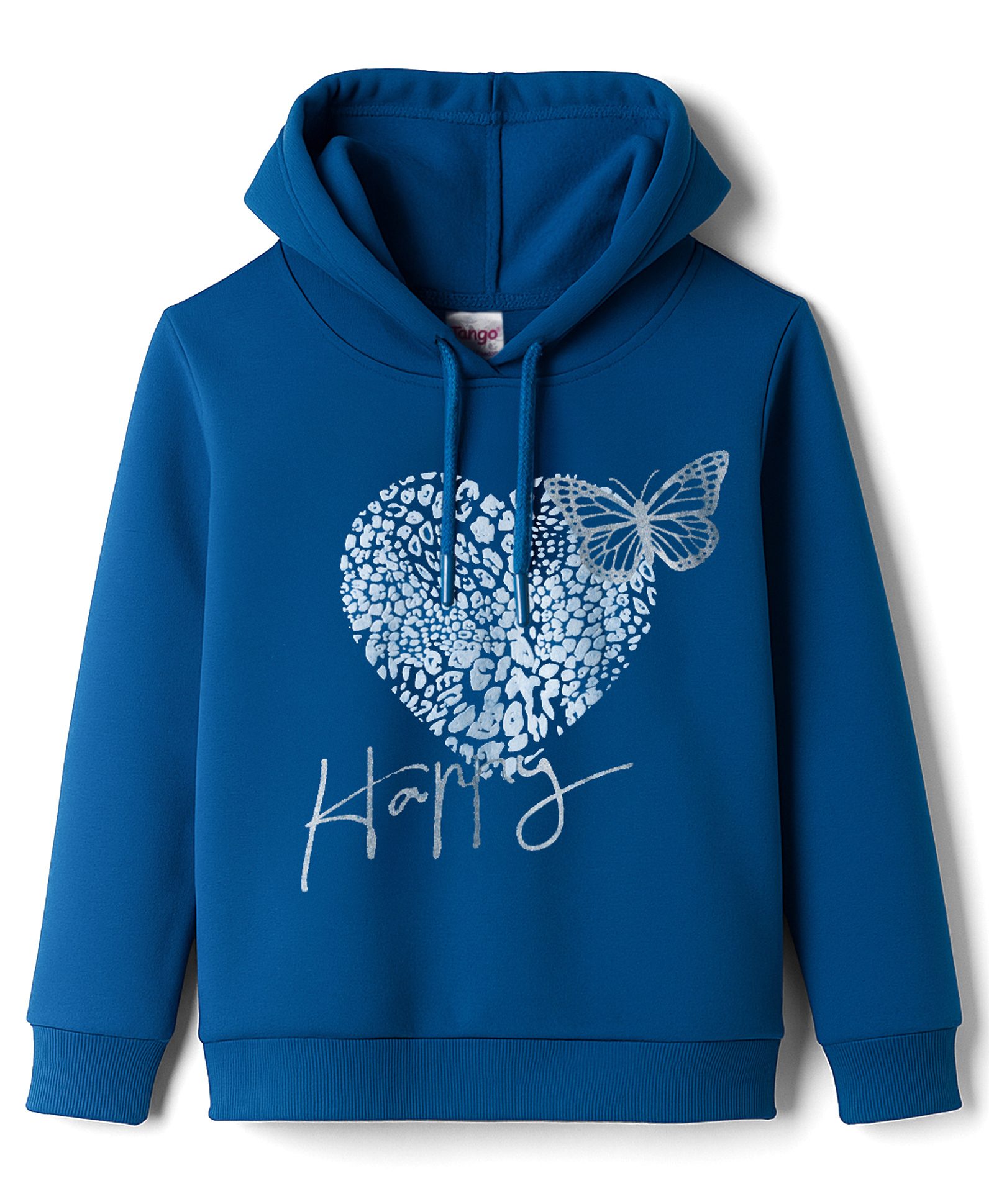 Tango Fleece Knit Full Sleeves Hoodies With Heart Print - Blue-picture-24