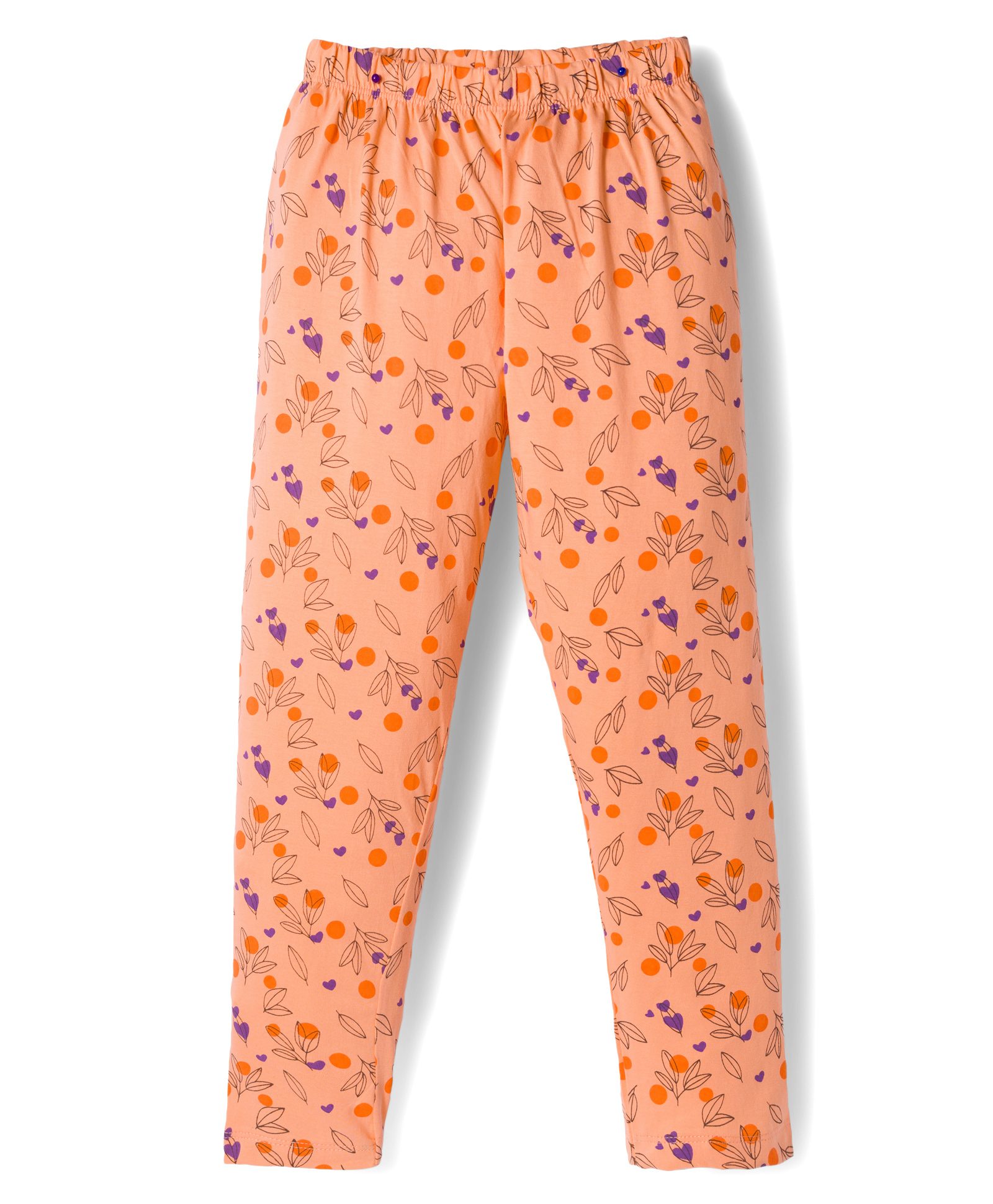 Tango Single Jersey Knit Full Length Lounge Pant With Floral Print - Orange-picture-20