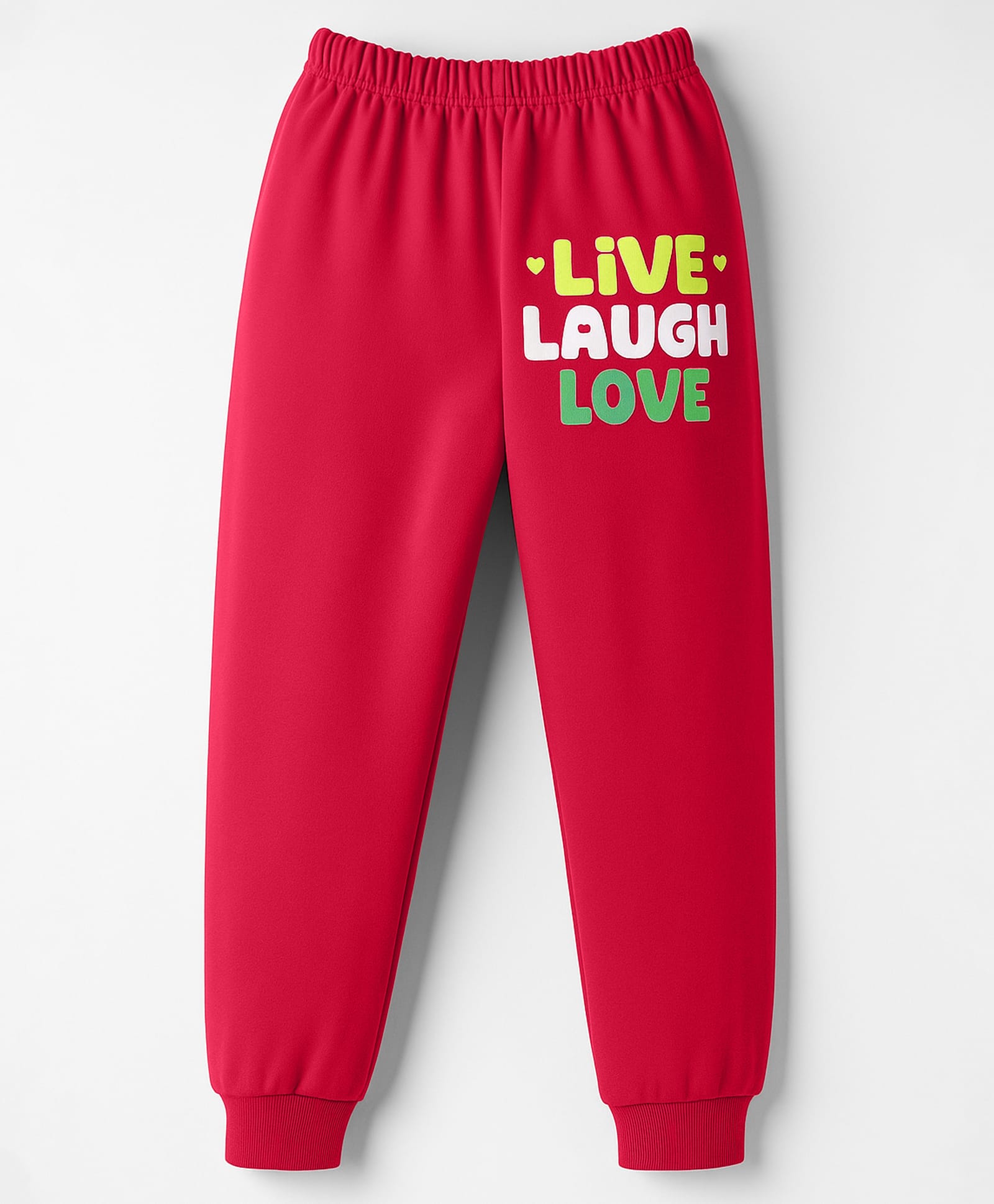 Tango Looper Knit Full Length Lounge Pants with Live Laugh & Love Text Print - Red-picture-22