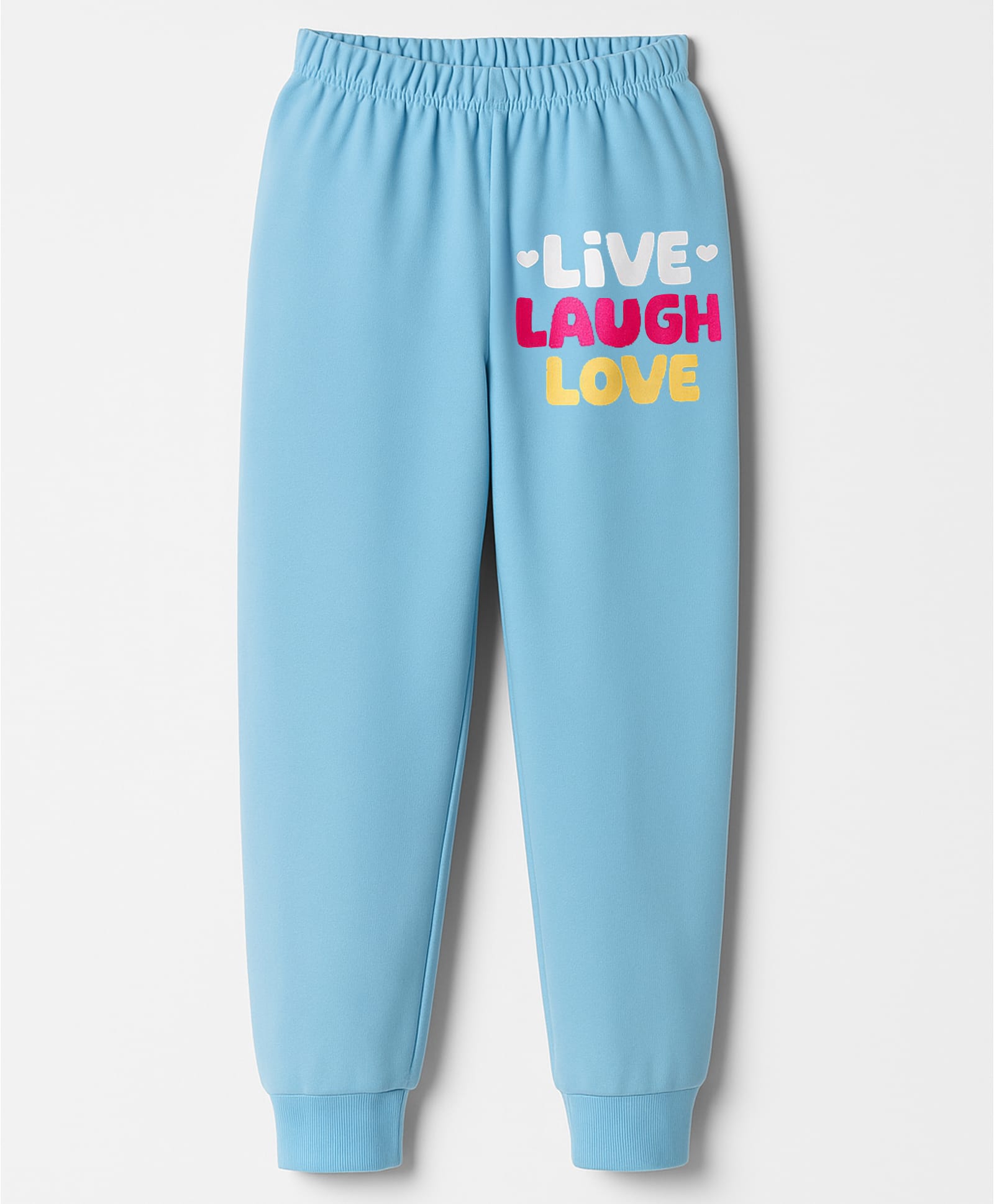 Tango Looper Knit Full Length Lounge Pants with Live Laugh & Love Text Print - Light Blue-picture-13
