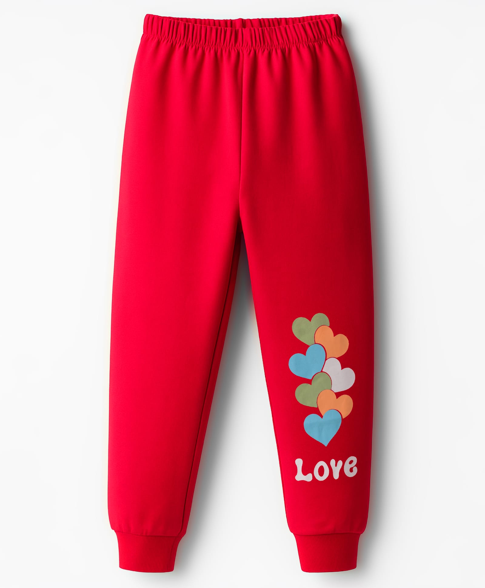 Tango Looper Knit Full Length Lounge Pants with Heart & Love Text Print - Red-picture-20