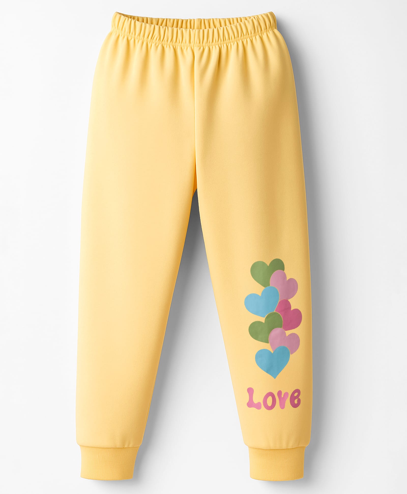 Tango Looper Knit Full Length Lounge Pants with Heart & Love Text Print - Yellow-picture-11