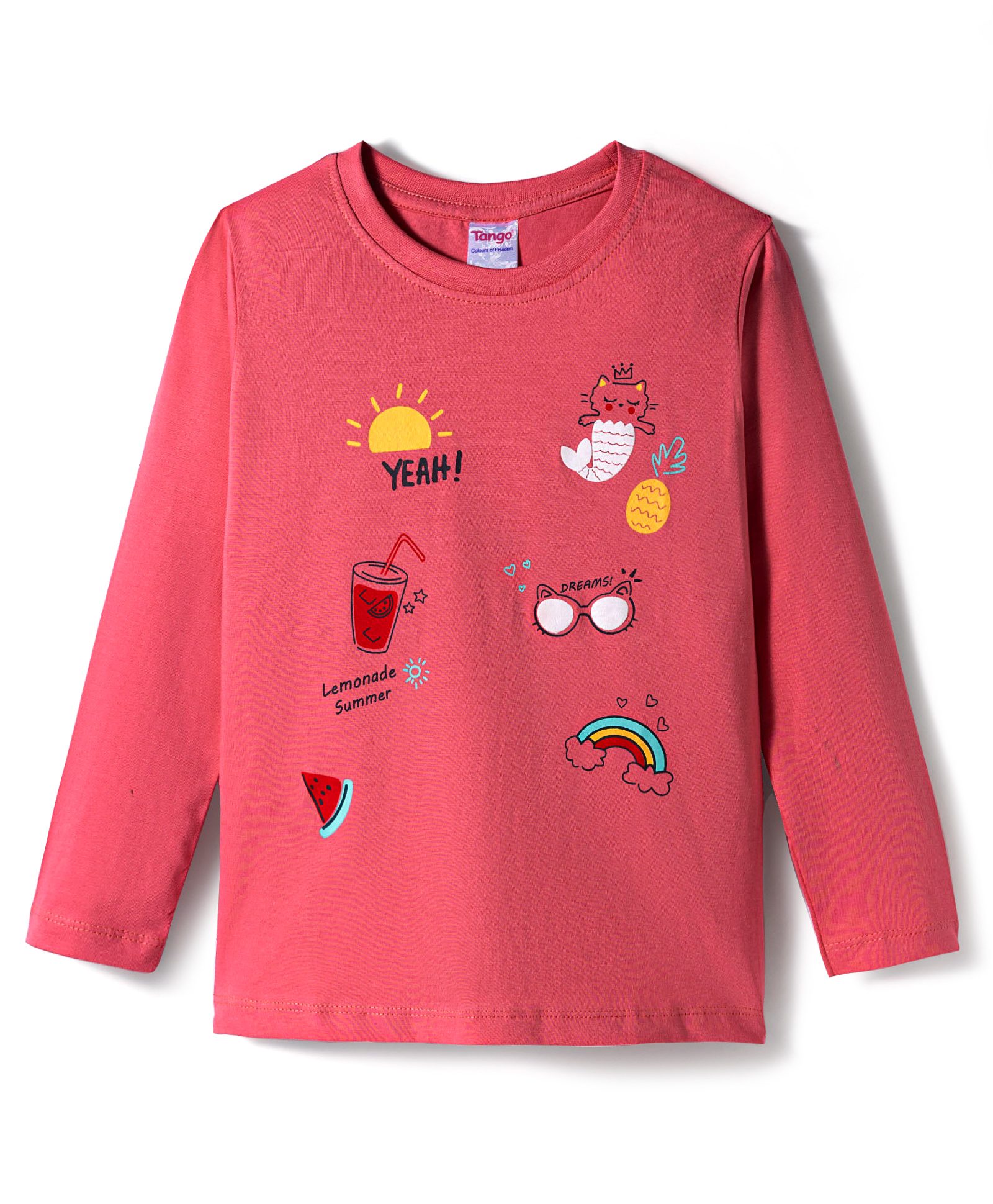 Tango Single Jersey Knit Full Sleeves T-Shirt With Tropical Print - Rose Gold-picture-26