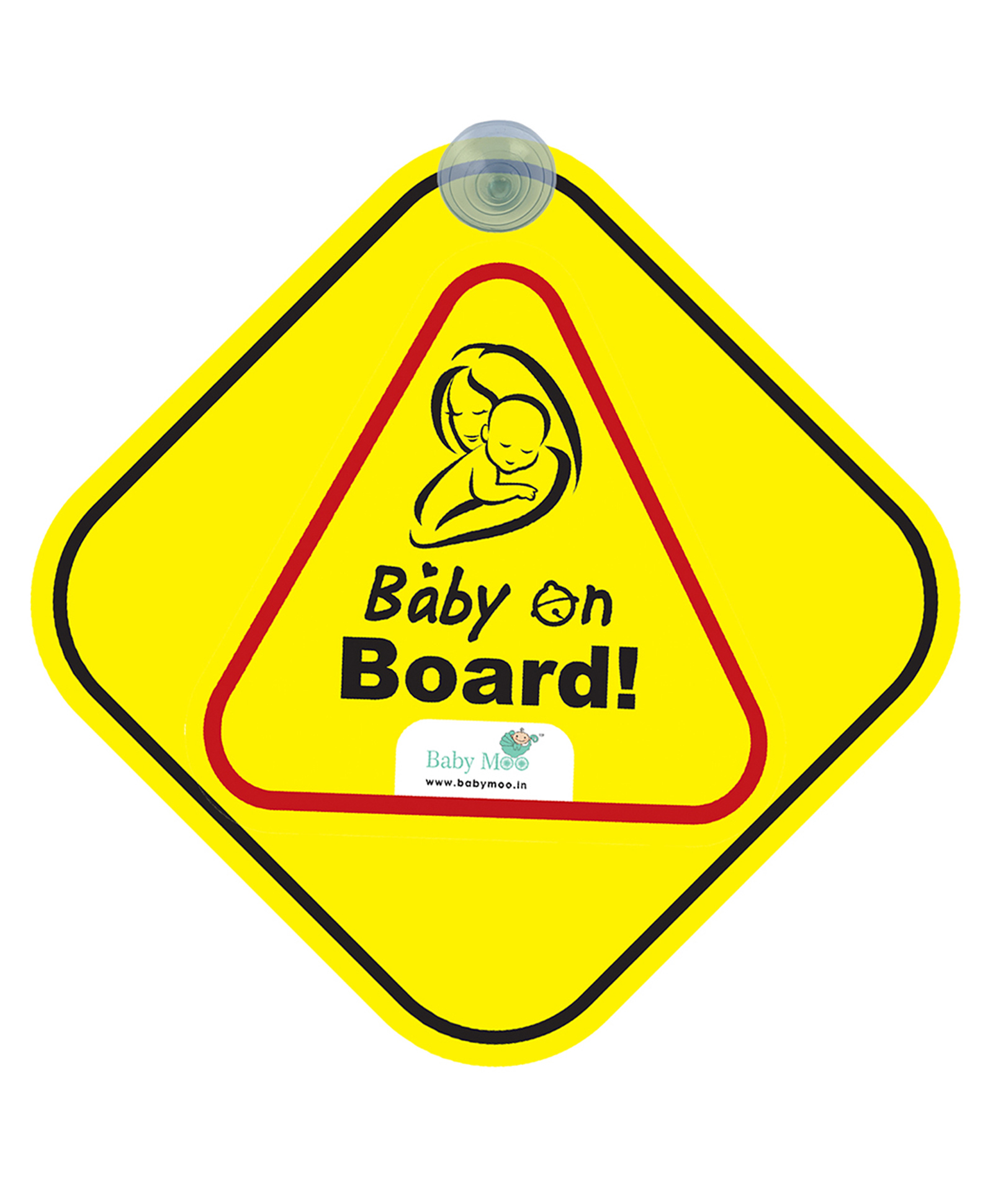 Baby Moo Triangular Baby On Board With Vacuum Suction Cup Clip - Yellow-picture-4