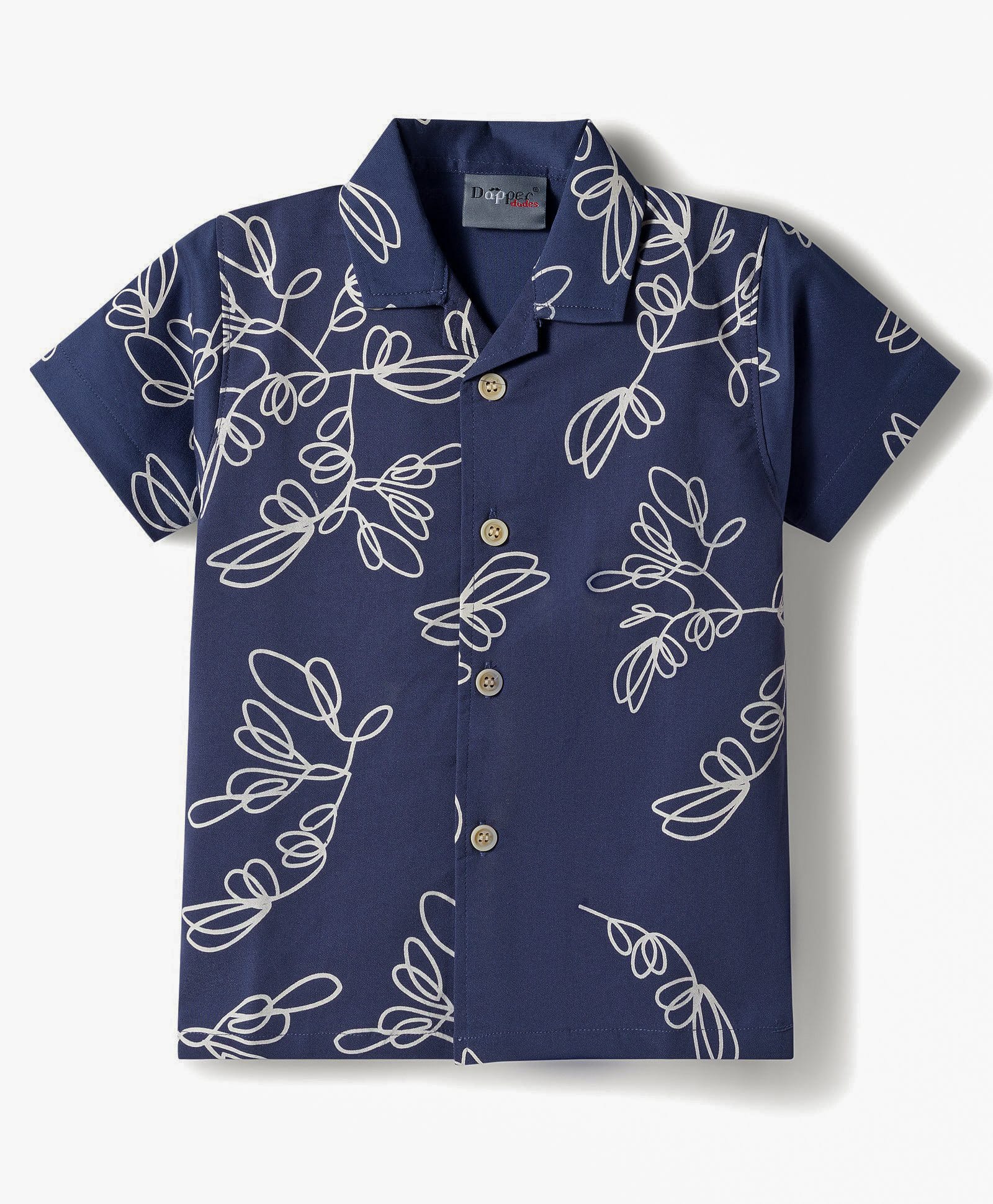Dapper Dudes Half Sleeves Leaves Printed Shirt - Navy Blue-image-29