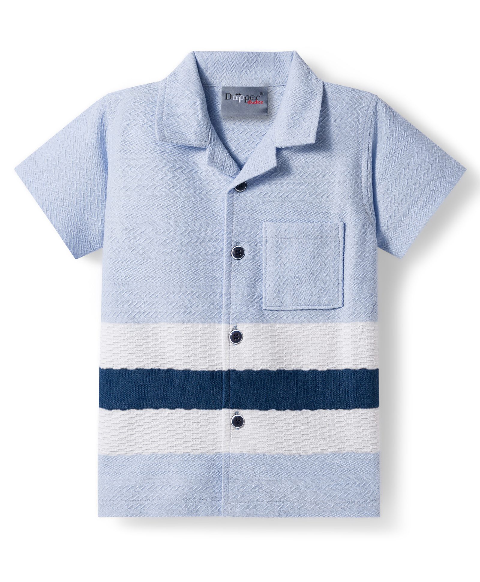 Dapper Dudes Half Sleeves Striped Shirt - Sky Blue-picture-13