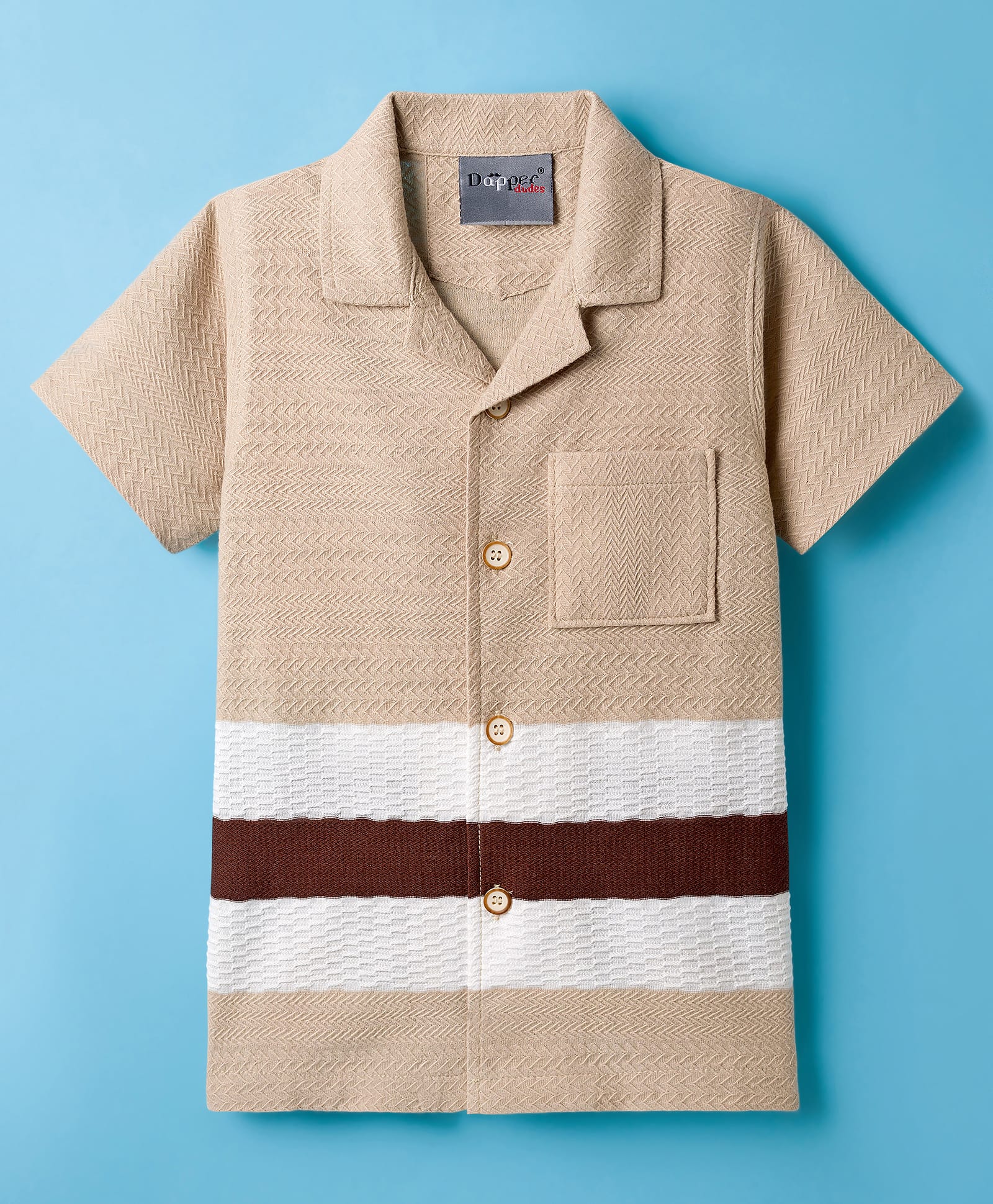 Dapper Dudes Half Sleeves Striped Shirt - Fawn-picture-19