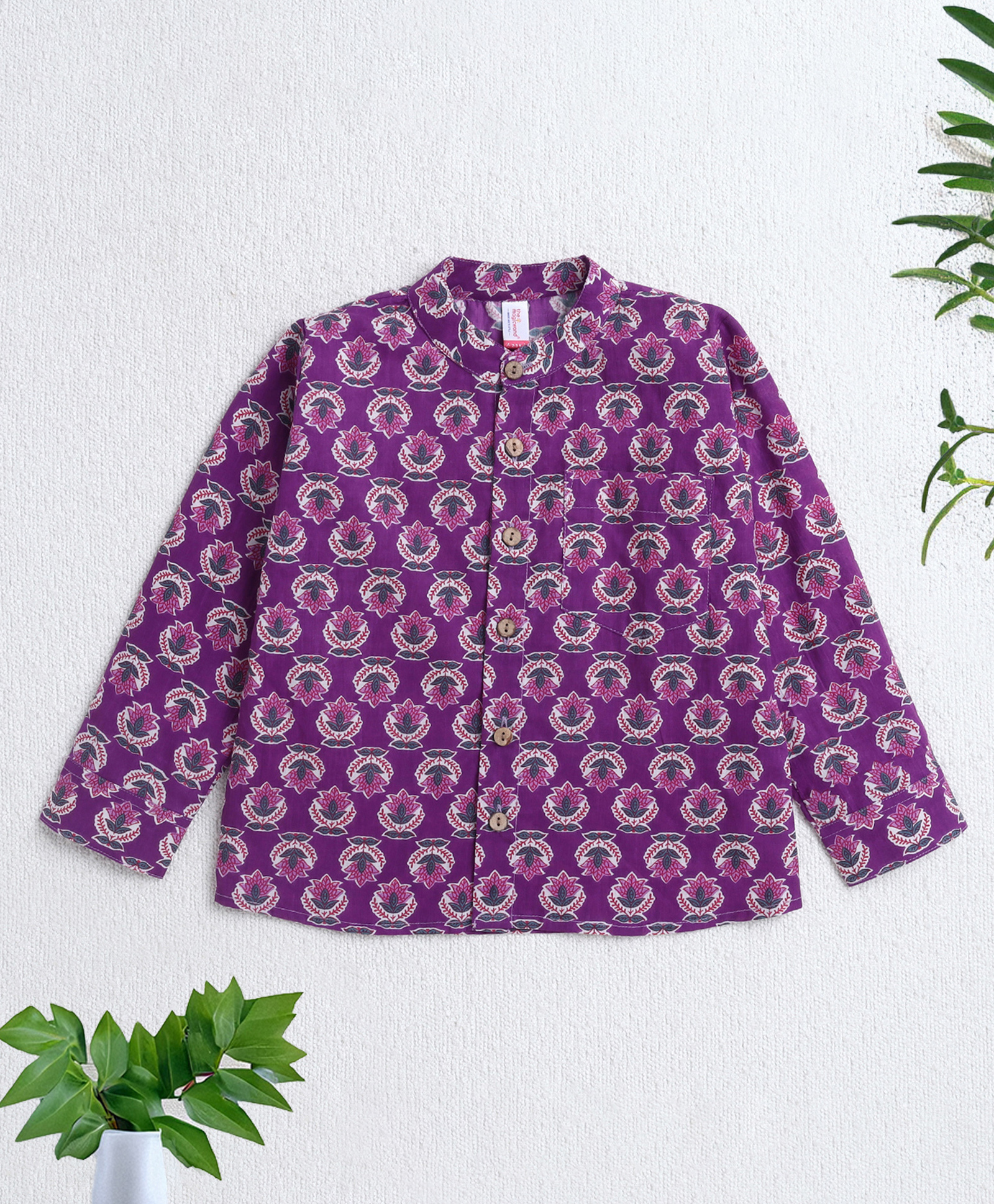 The Magic Wand Cotton Woven Full Sleeves Floral Printed Kurta - Purple-picture-12