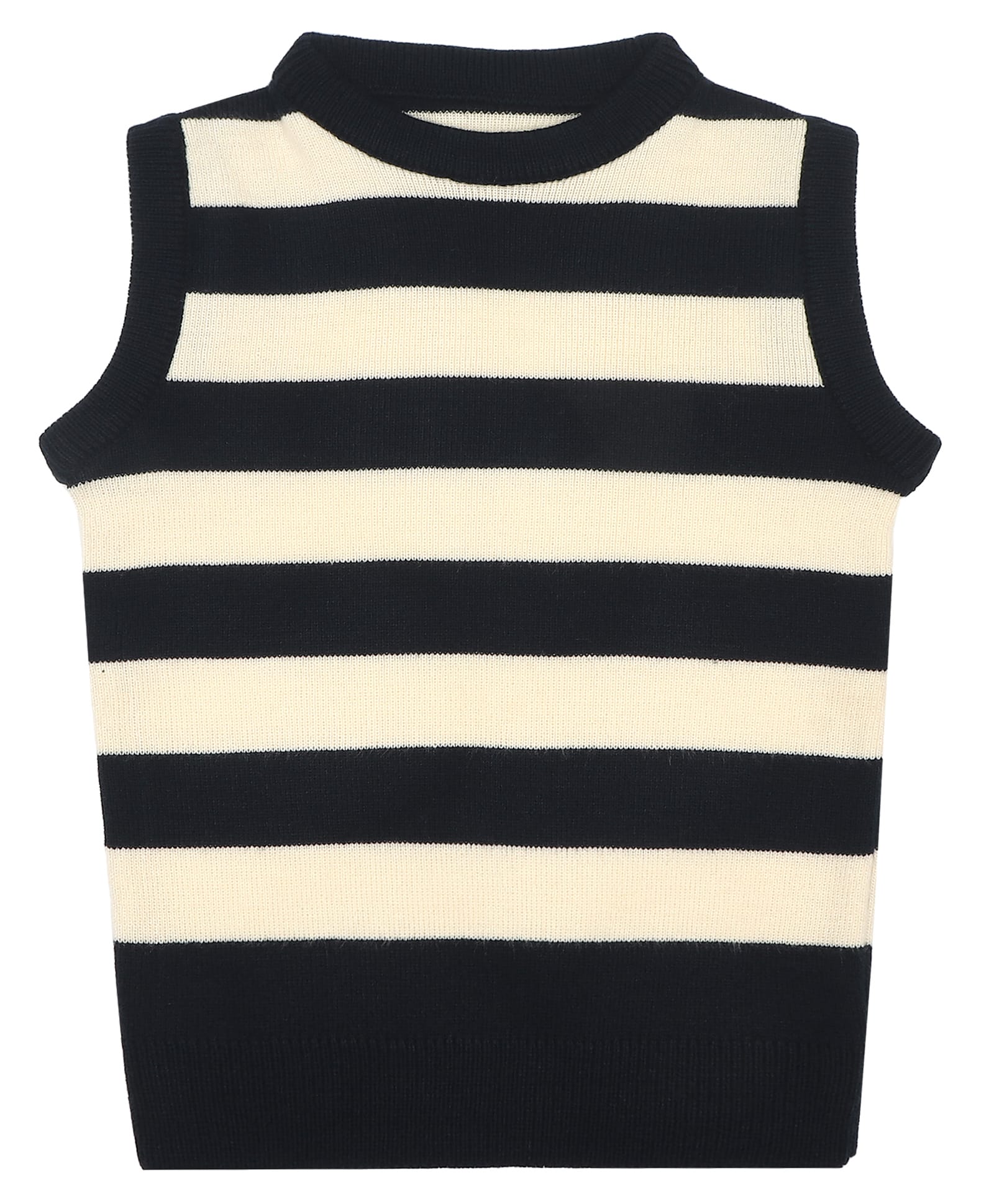 Elefantino Knit Sleeveless Striped Vest - Navy Blue & White-image-27
