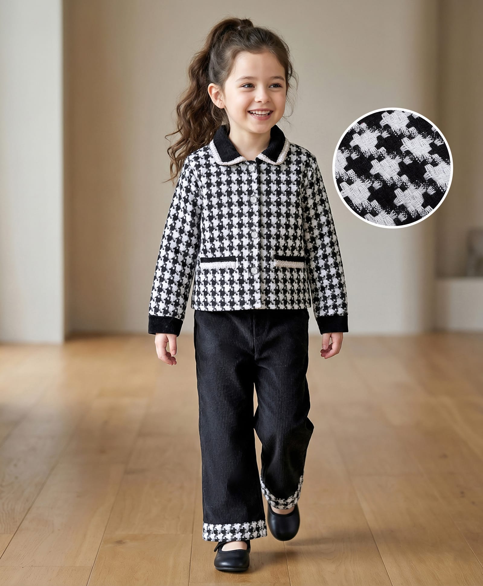 Mark & Mia Woven Full Sleeves Checks Party Shirt & Leggings Set - Black-picture-32