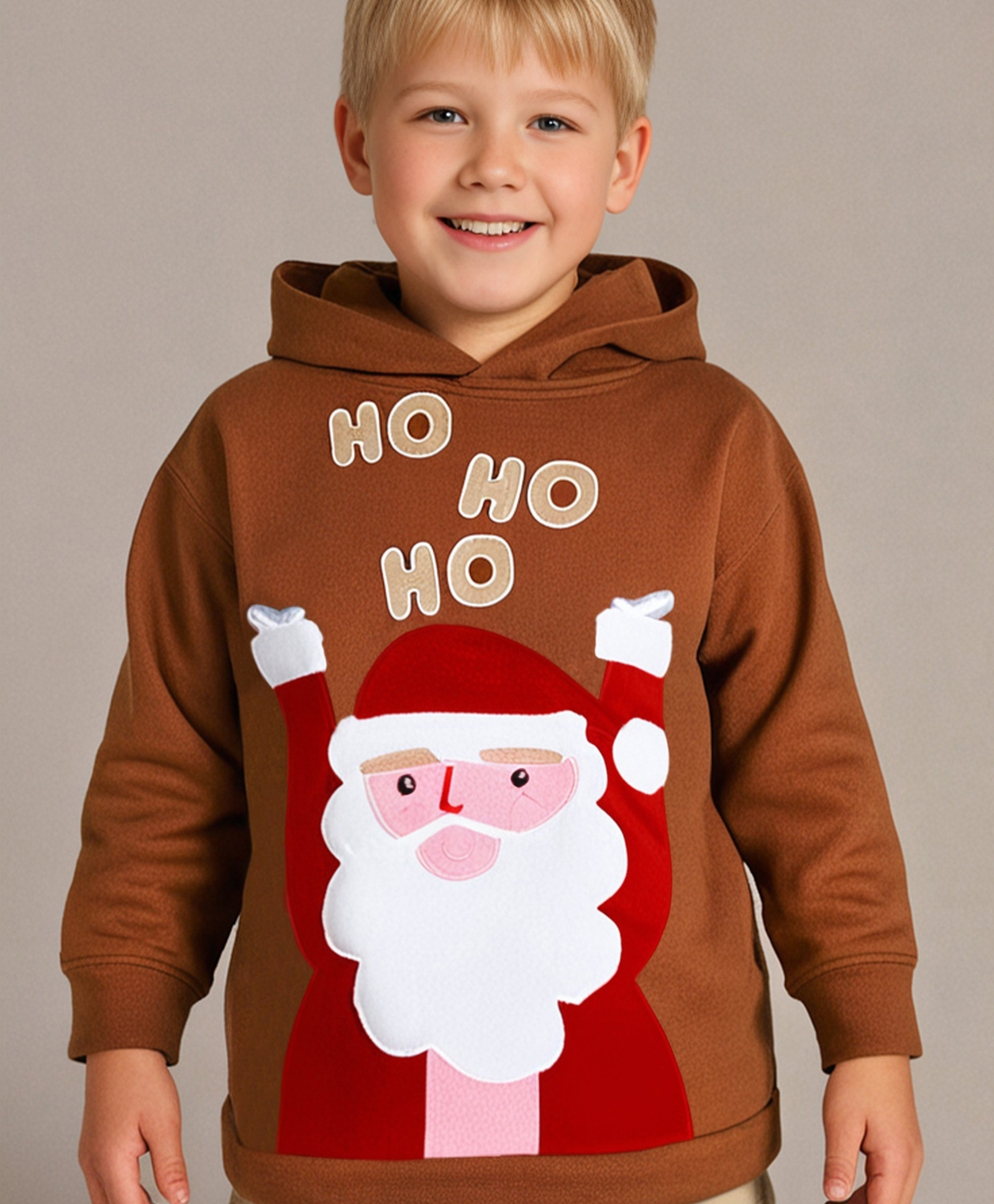 Cherry Crumble By Nitt Hyman Knit Christmas Theme Full Sleeves Santa Claus Embroidered Winter Hoodie - Brown-picture-31