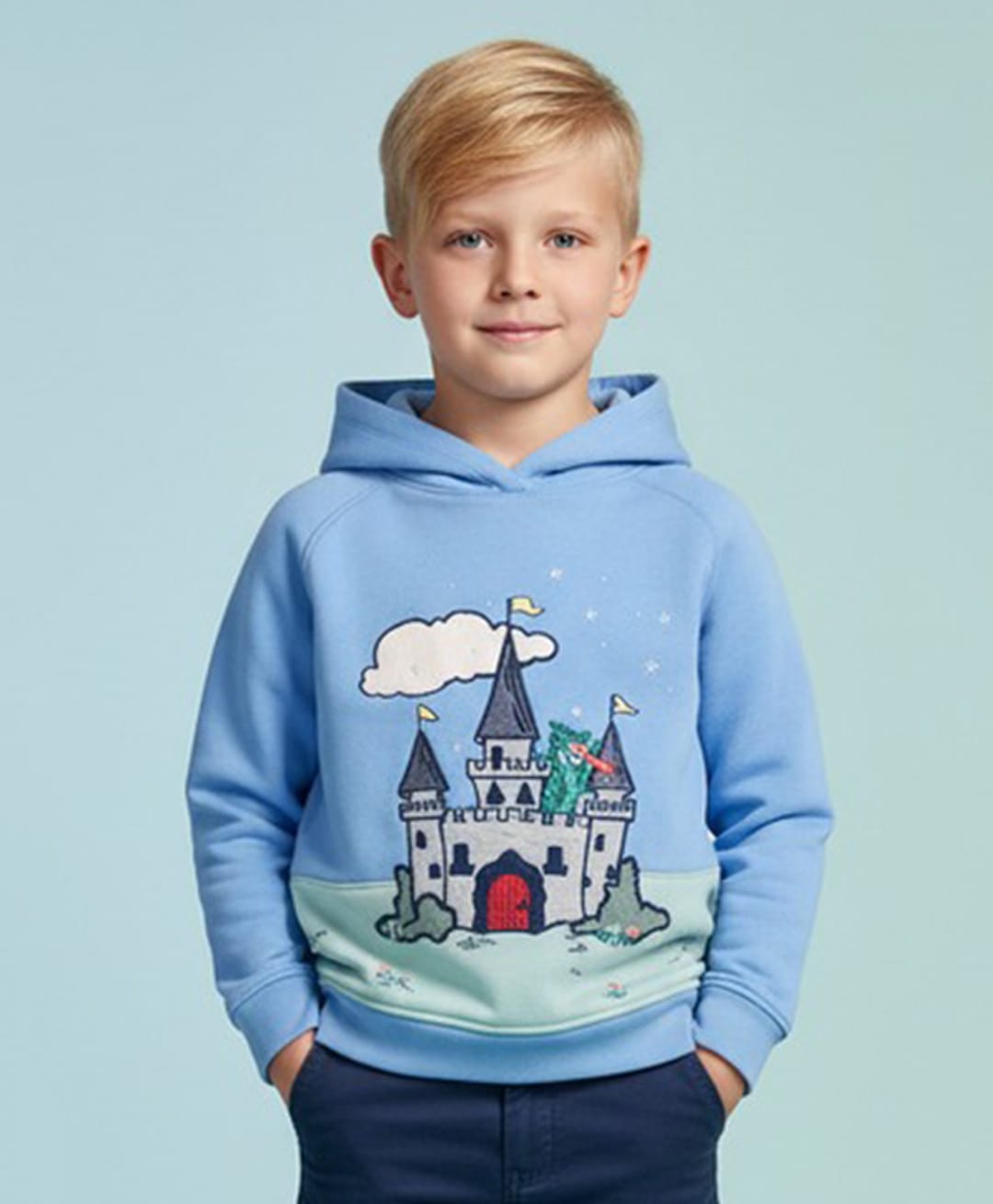 Cherry Crumble By Nitt Hyman Knit Full Sleeves Castle Embroidered Unisex Winter Hoodie - Blue-picture-38