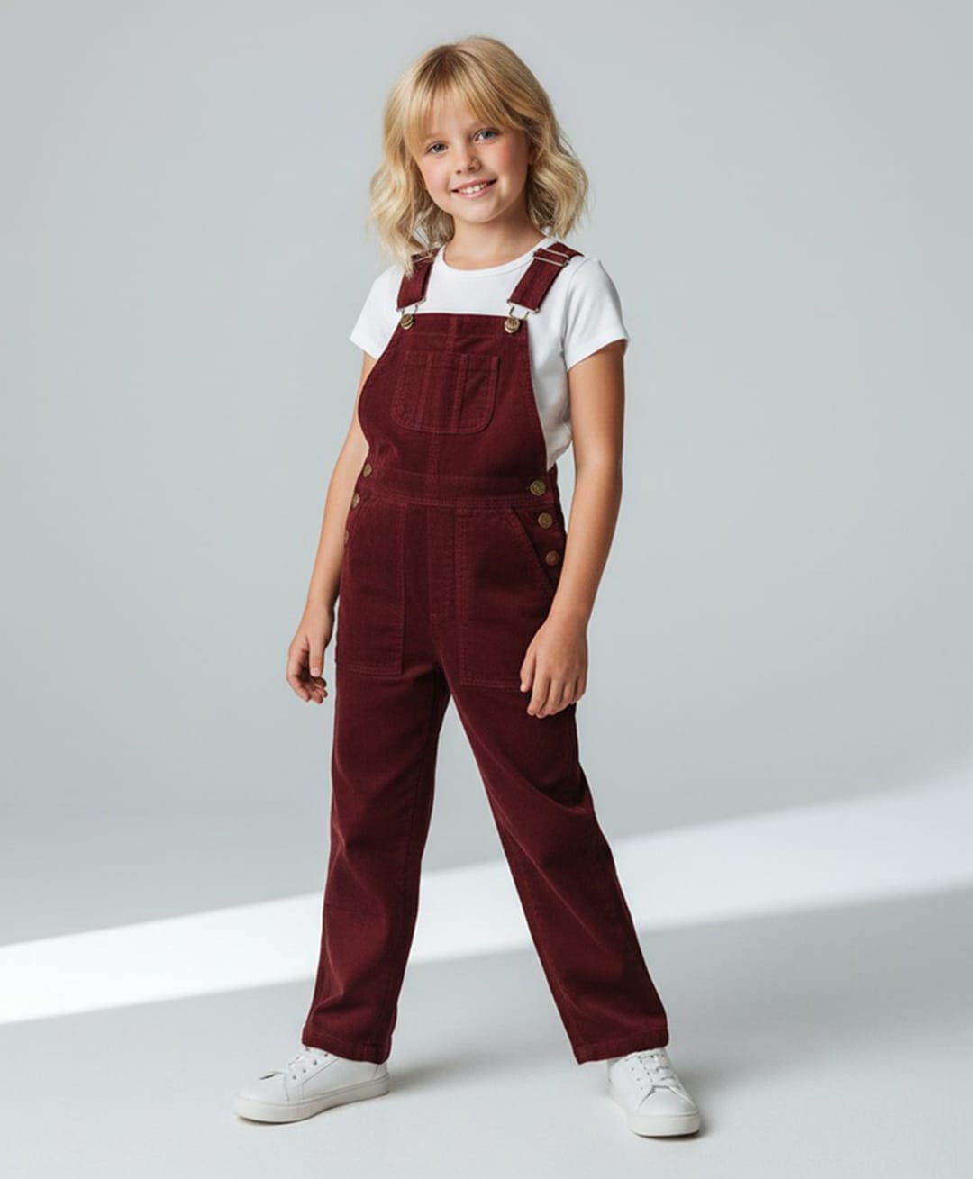 cherry crumble by nitt hyman Cherry Crumble By Nitt Cotton Woven Sleeveless Solid Dungaree - Maroon-picture-16