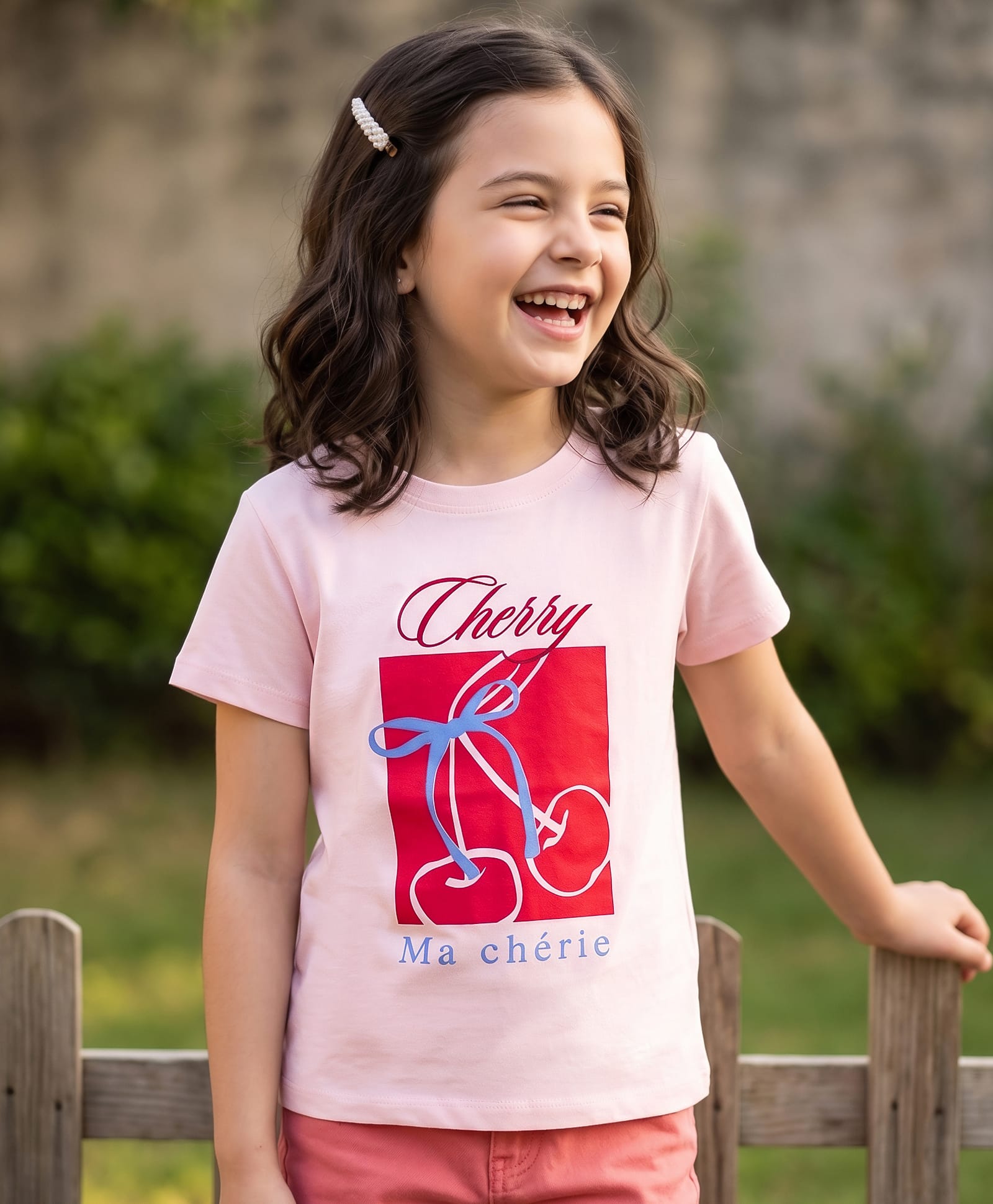 Kookie Kids Single Jersey Knit Half Sleeves T-Shirt With Cherry Text Print - Pink-image-39