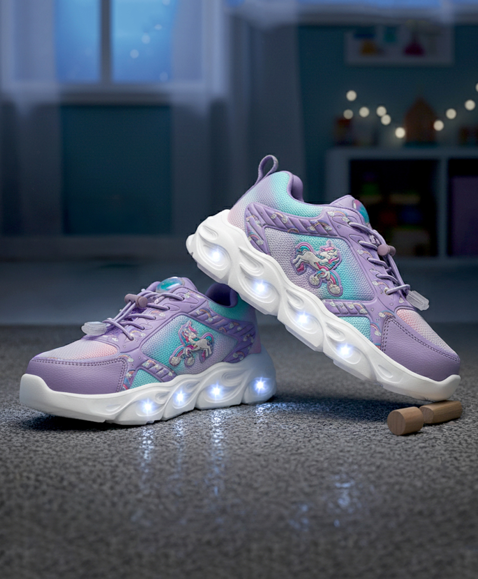 Hopits Unicorn Patch Detailed Lace Up Ombre LED Sneakers - Blue-image-38