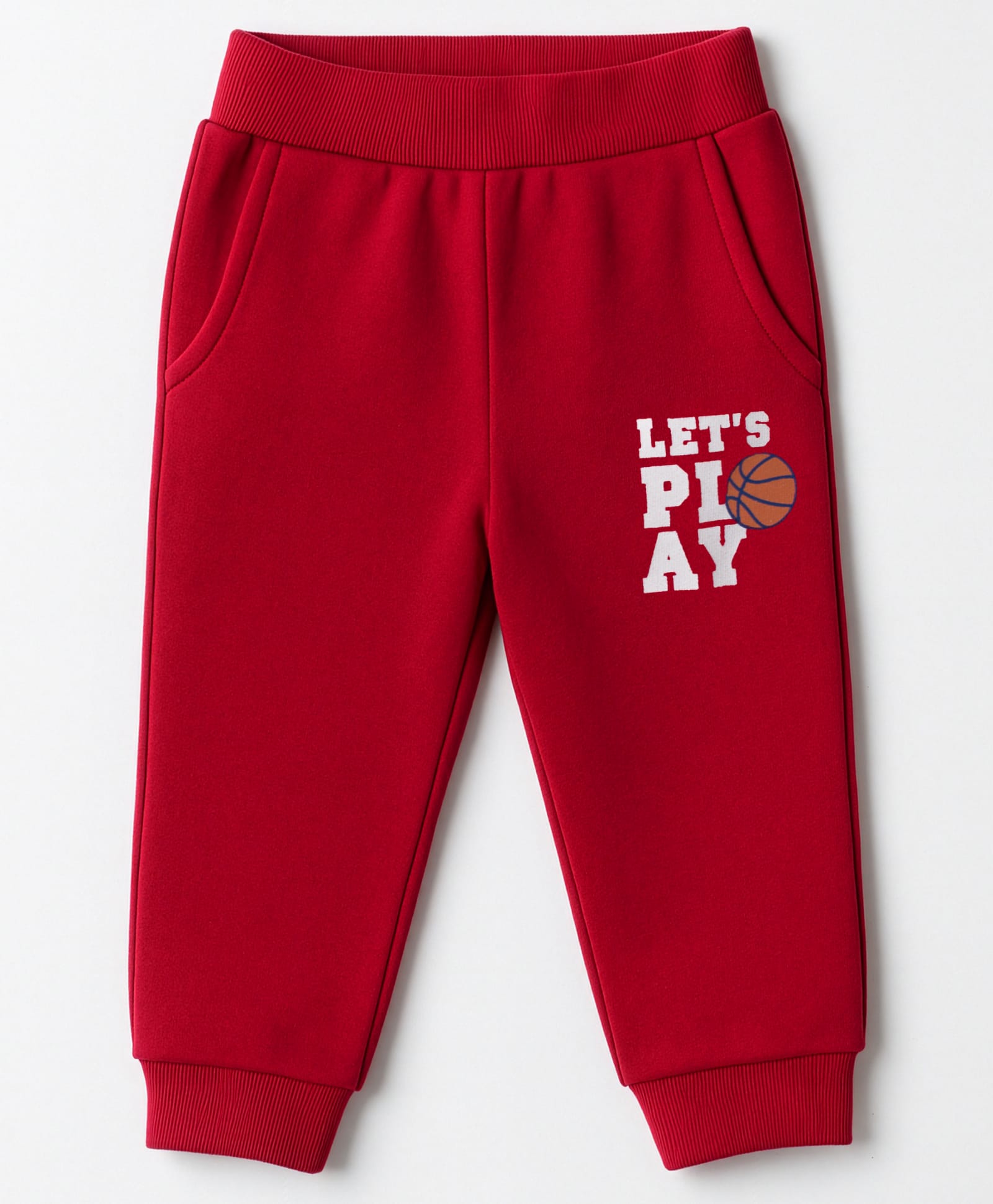 Zero Knit Full Length Fleece Pant With Text Print - Red-picture-28