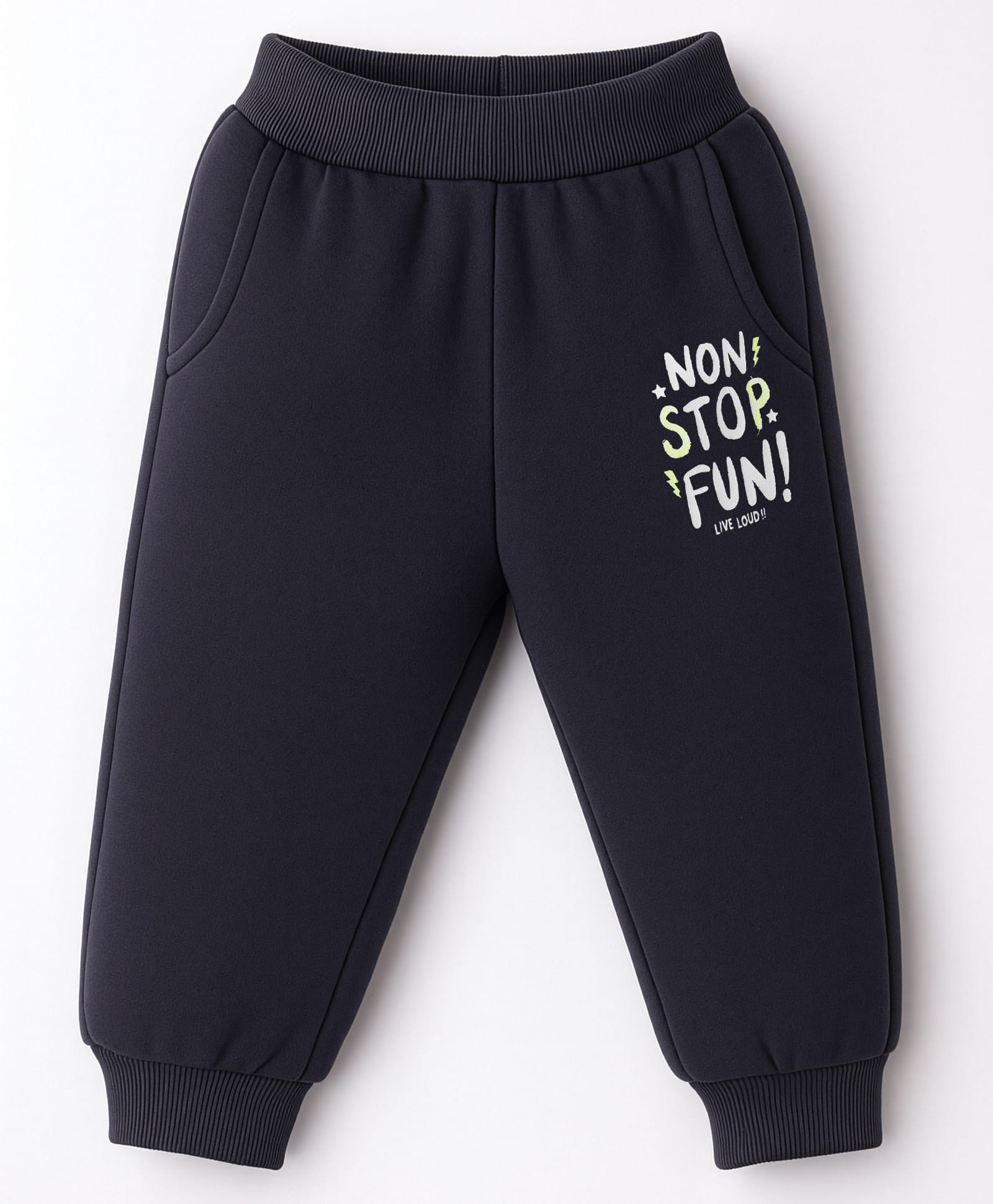 Zero Knit Full Length Fleece Pant With Text Print - Grey-picture-10