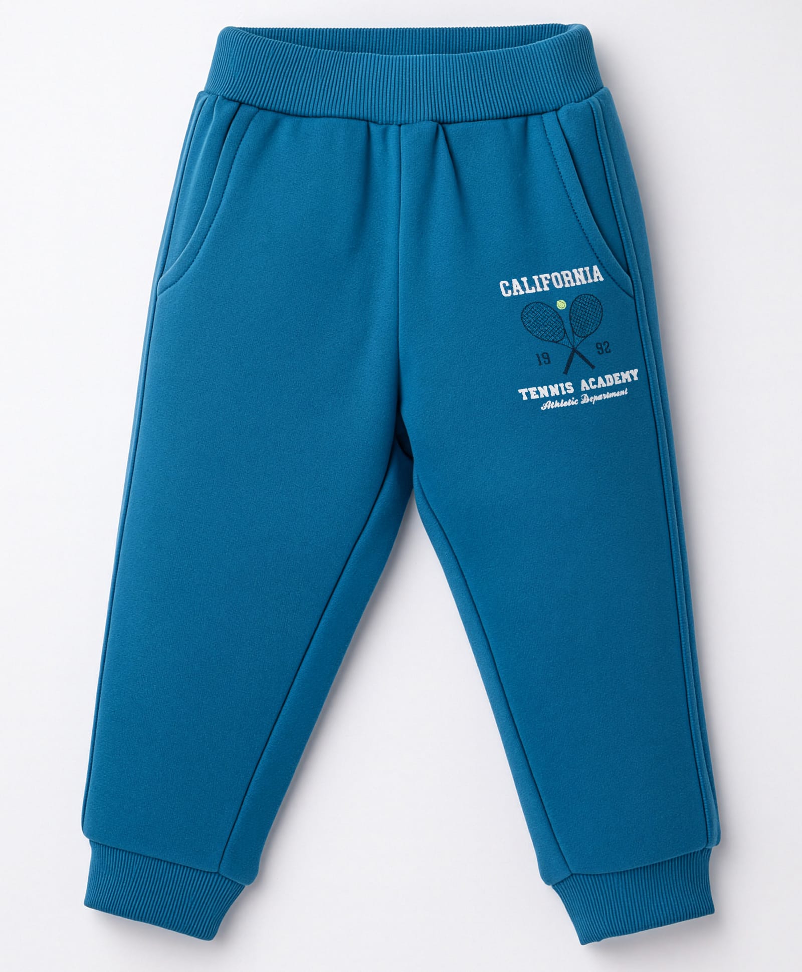 Zero Knit Full Length Fleece Pant With Text Print - Blue