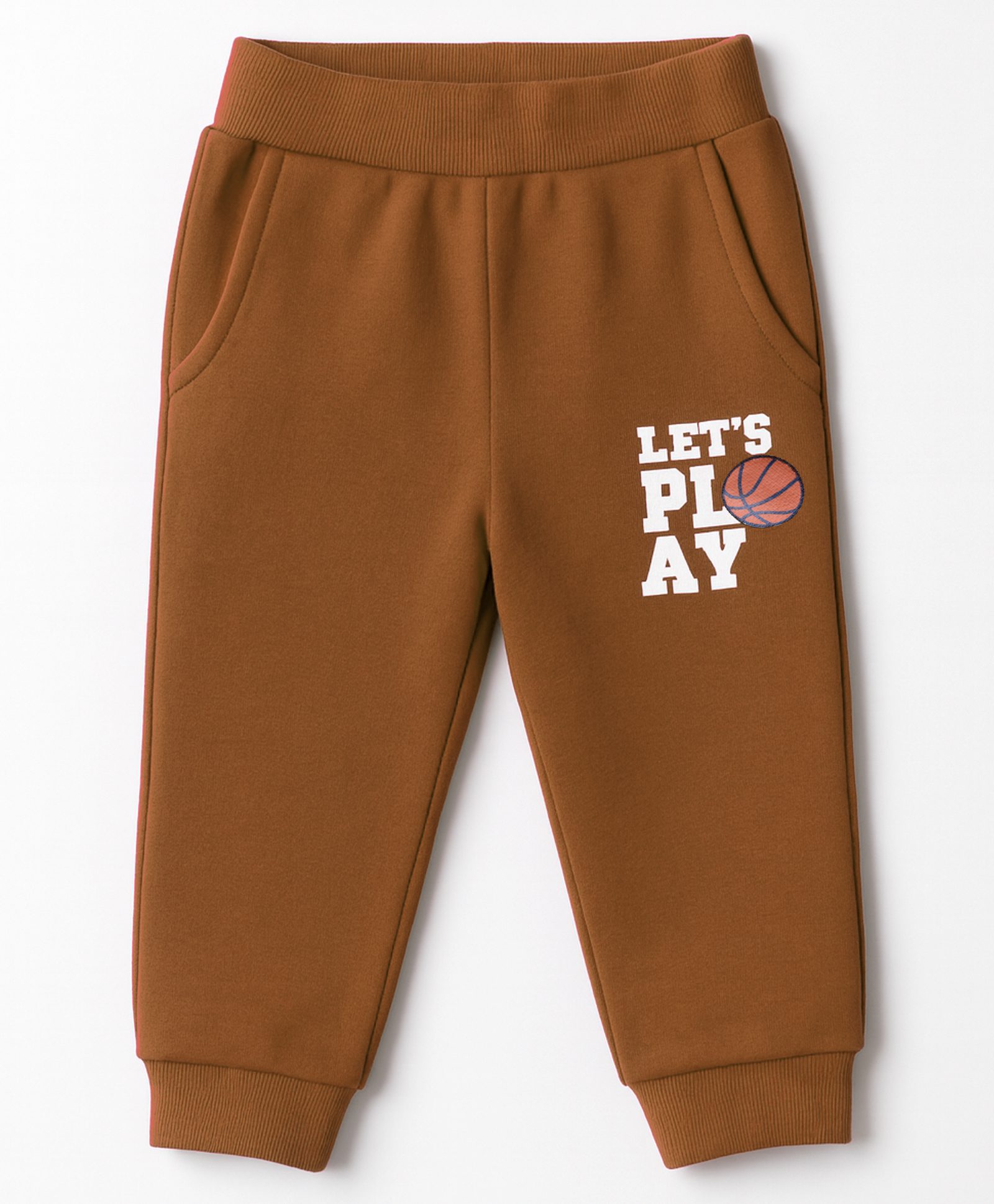 Zero Knit Full Length Fleece Pant With Text Print - Brown-picture-19