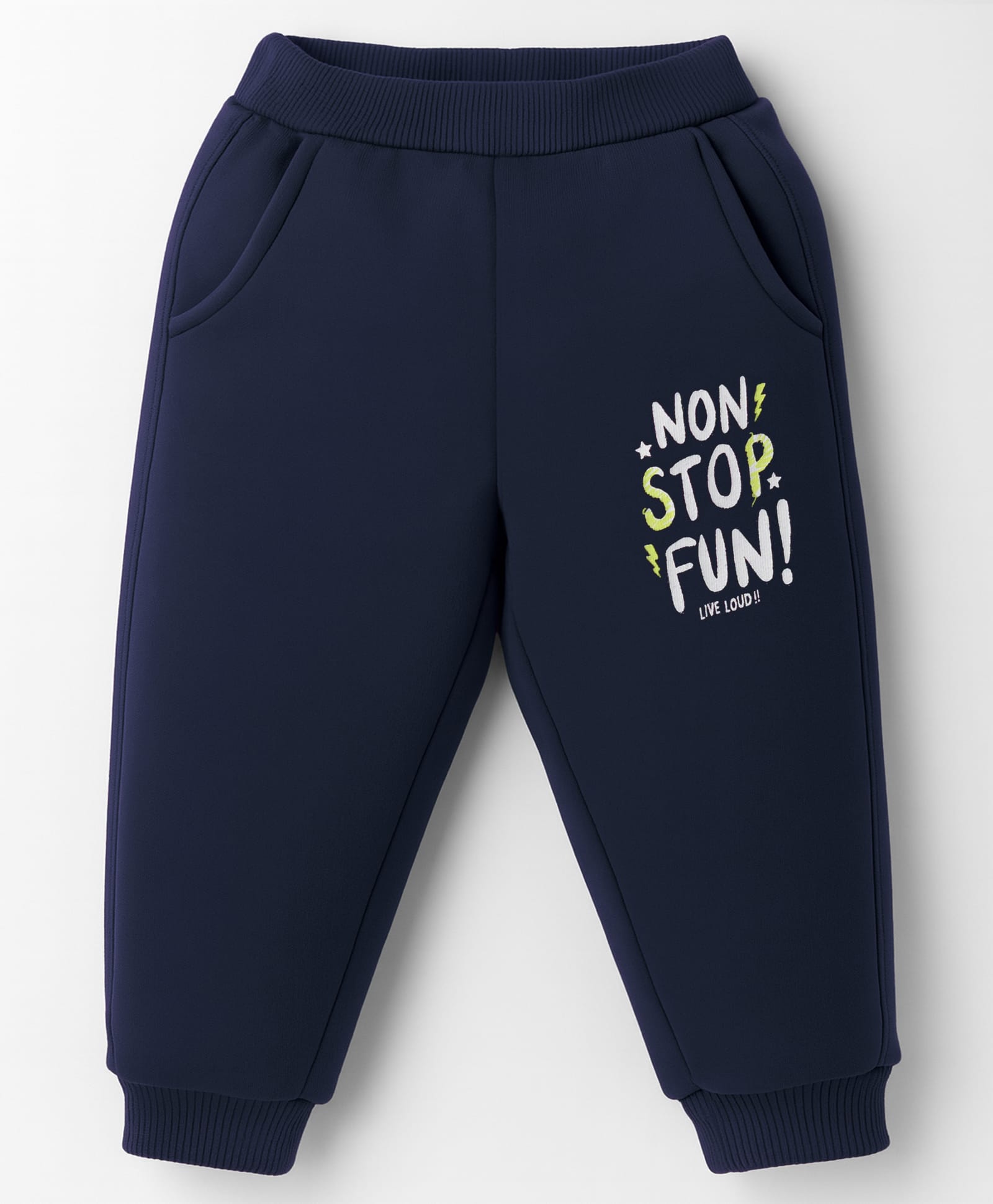 Zero Knit Full Length Fleece Pant With Text Print - Navy Blue-picture-18
