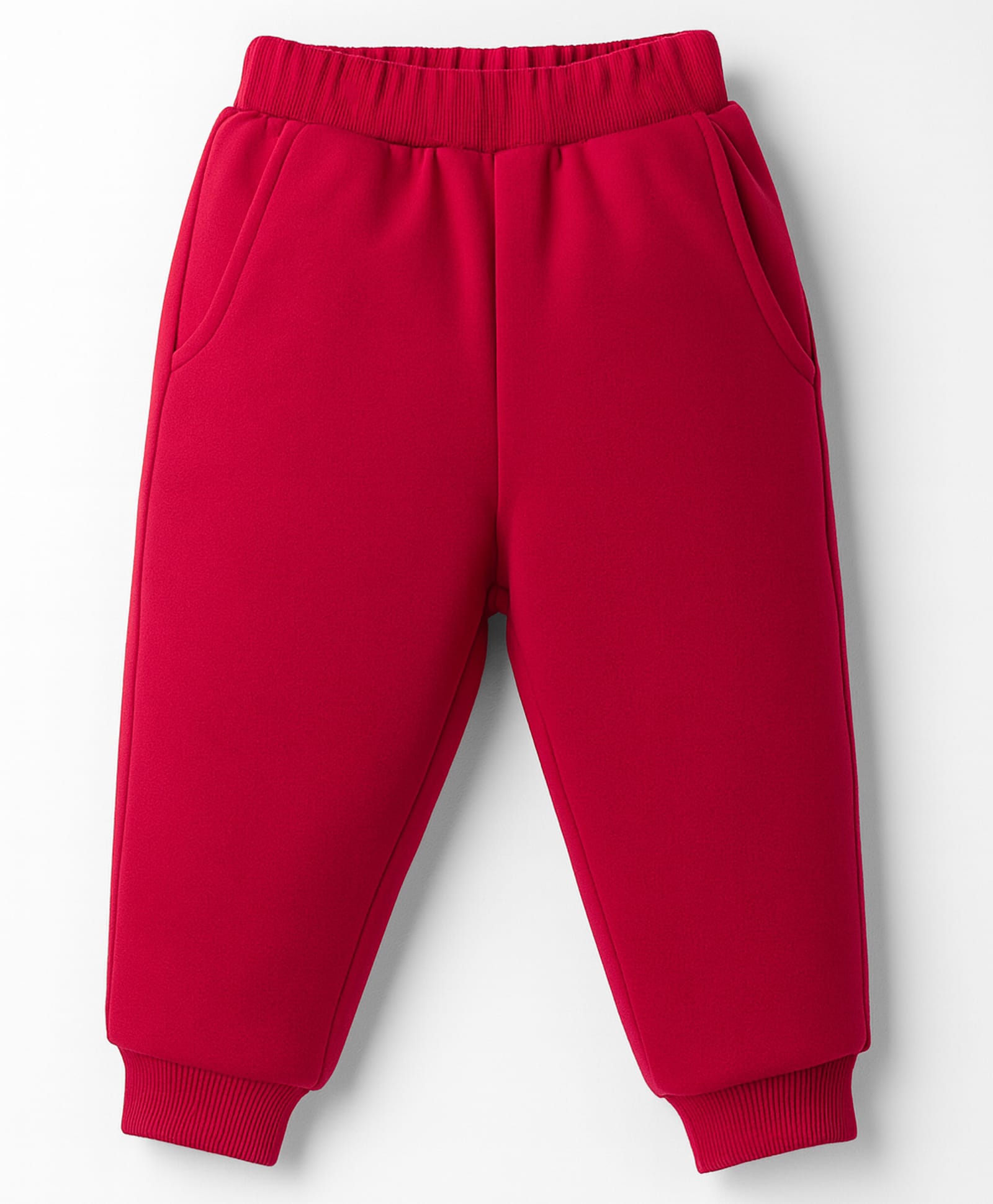 Zero Knit Full Length Solid Colour Fleece Pant - Red-picture-18