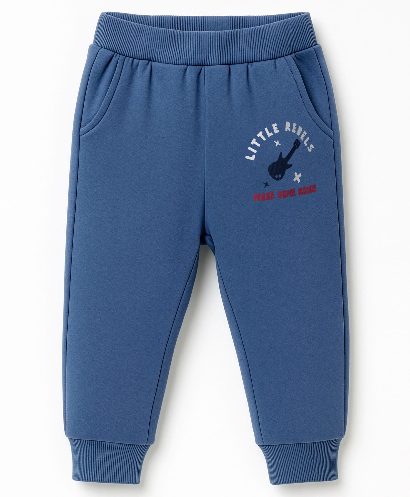Zero Knit Full Length Fleece Pant With Text Print - Navy Blue-picture-17