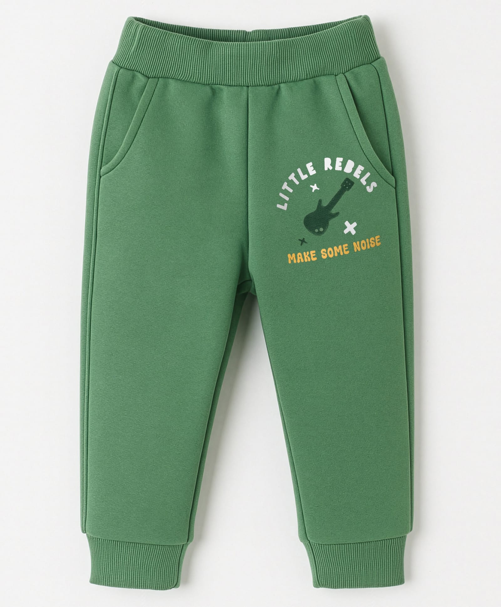 Zero Knit Full Length Fleece Pant With Text Print - Green-picture-23