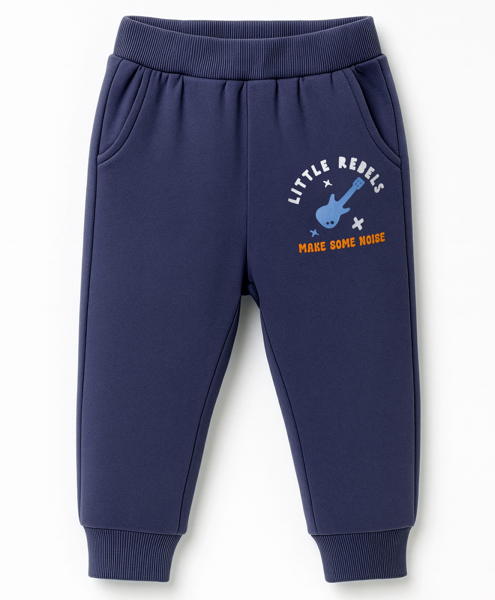 Zero Knit Full Length Fleece Pant With Text Print - Blue-picture-15