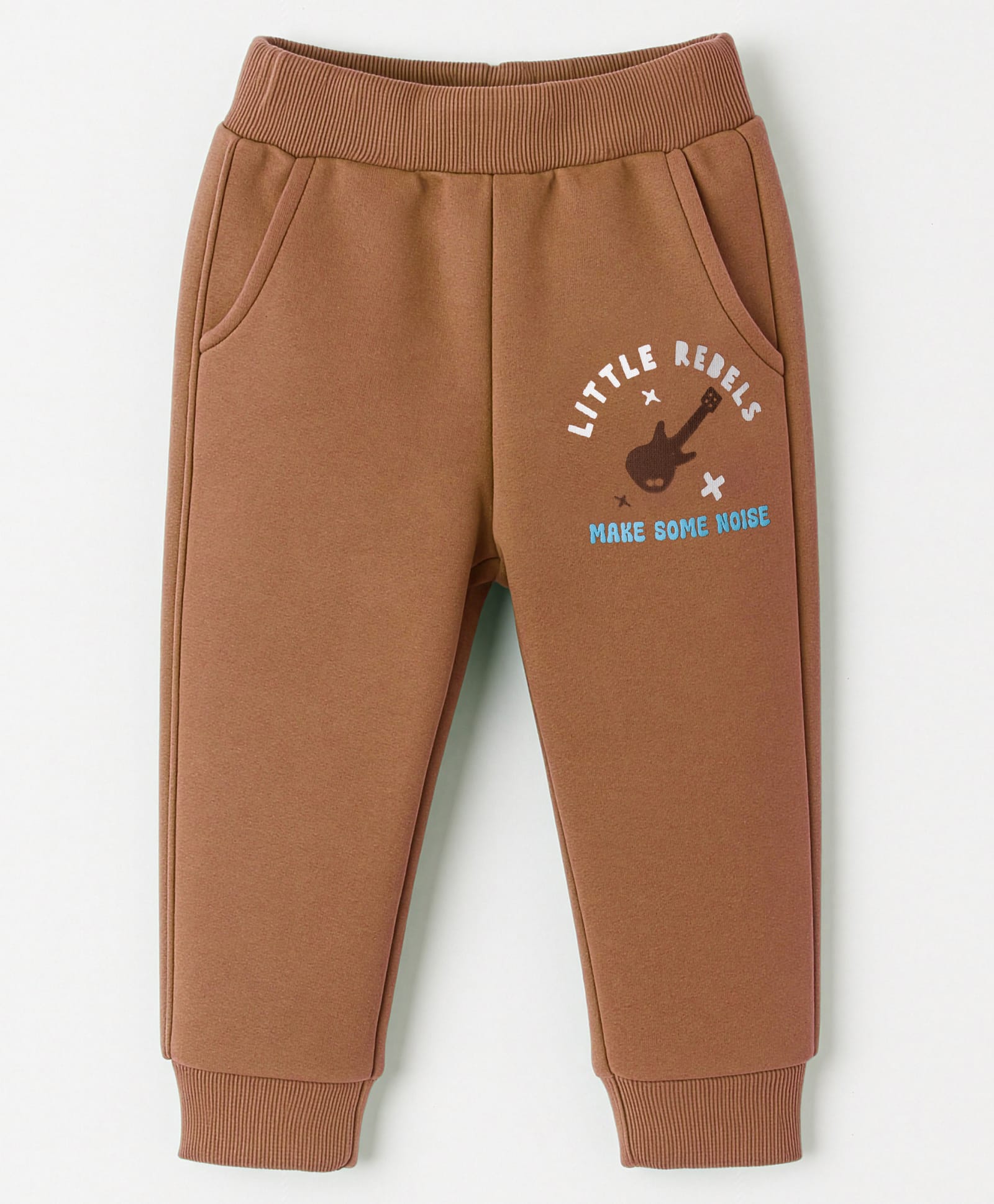 Zero Knit Full Length Fleece Pant With Text Print - Brown-picture-26