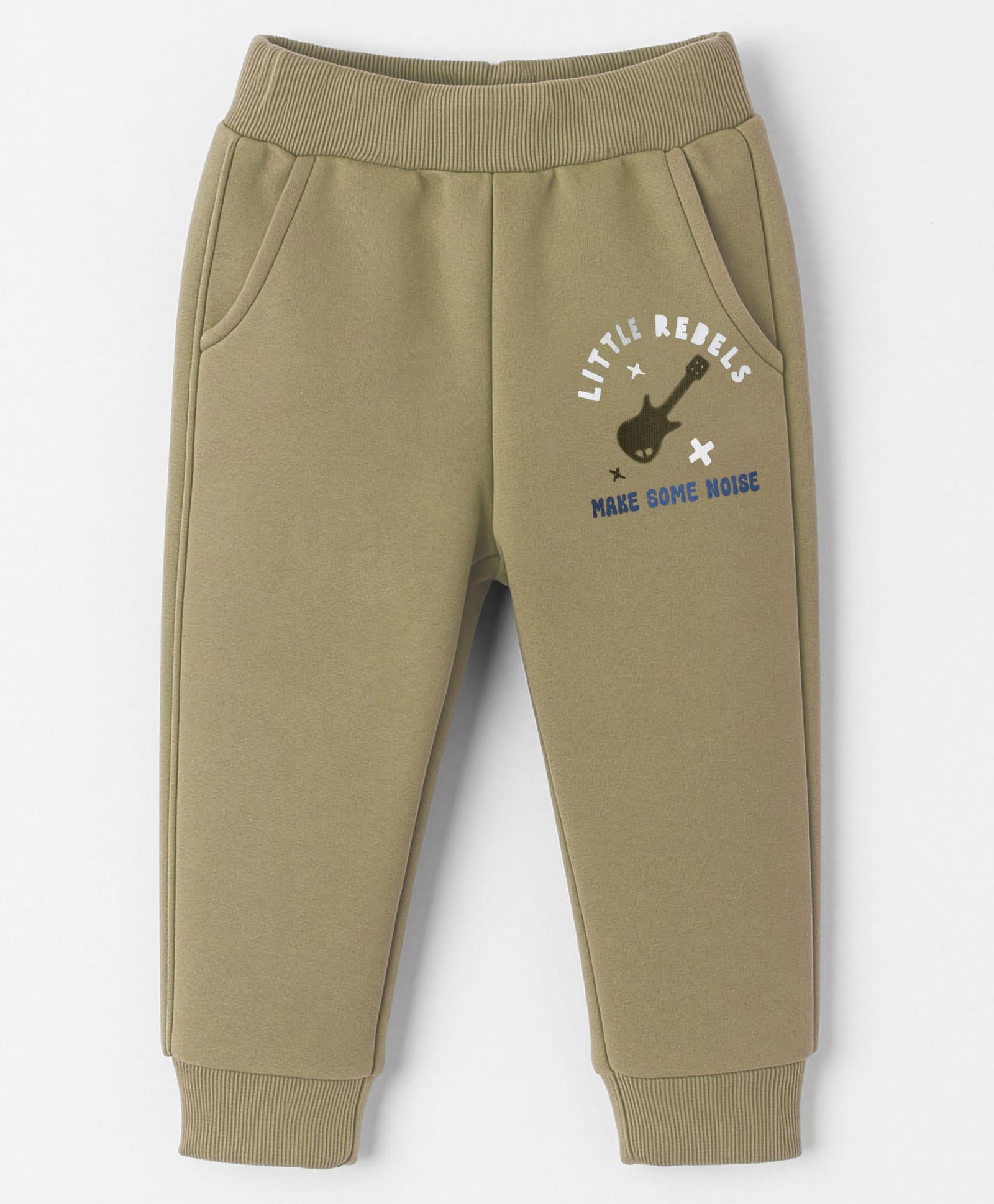 Zero Knit Full Length Fleece Pant With Text Print - Tan-picture-15