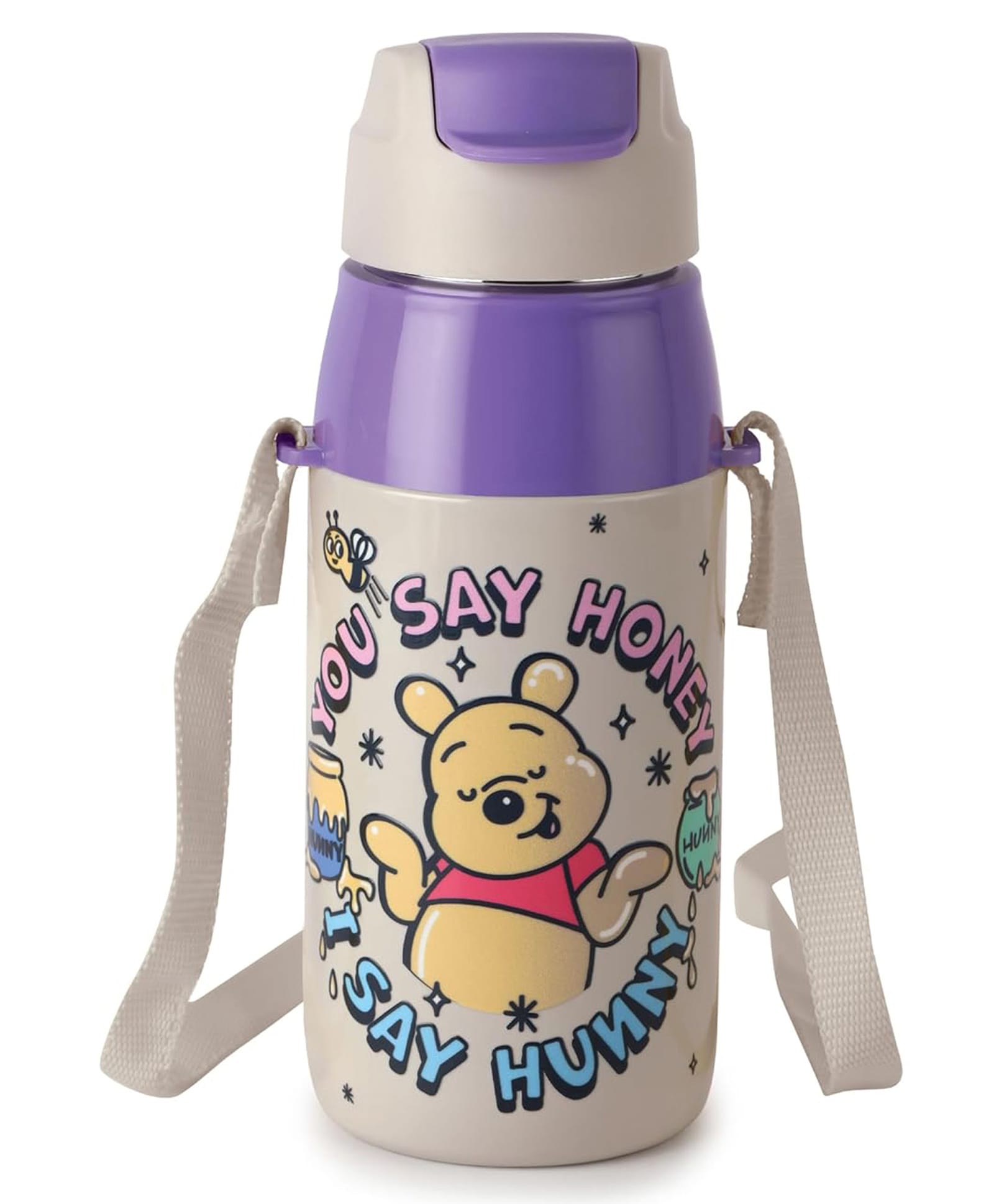 Cello Kidzbee Era Hunny Bear Inner Steel Insulated Kids Water Bottle Off White - 400 ml-image-49