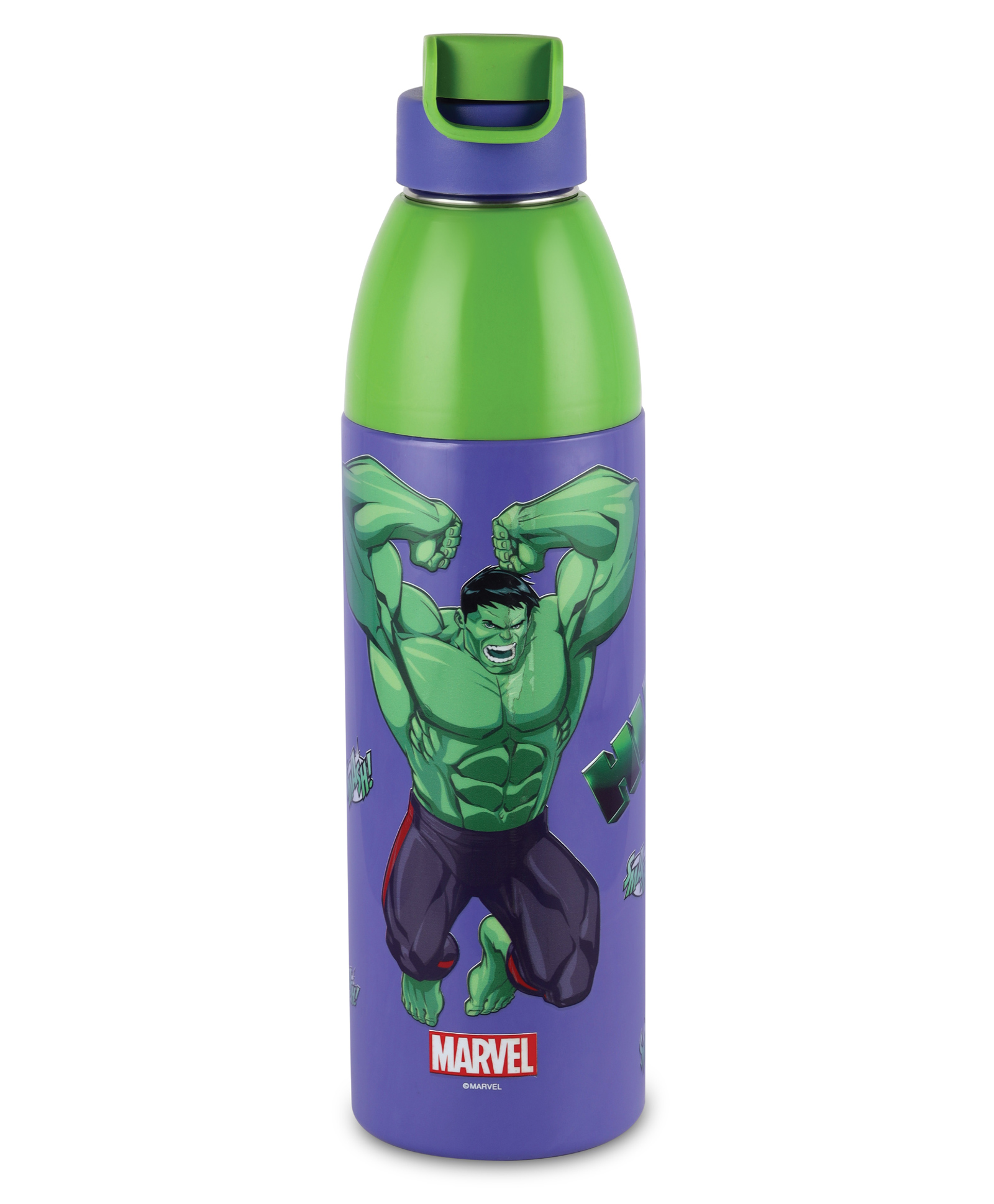 Cello Kidzbee Uranus Hulk Smash Inner Steel Insulated Kids Water Bottle Green & Purple - 540 ml-image-11