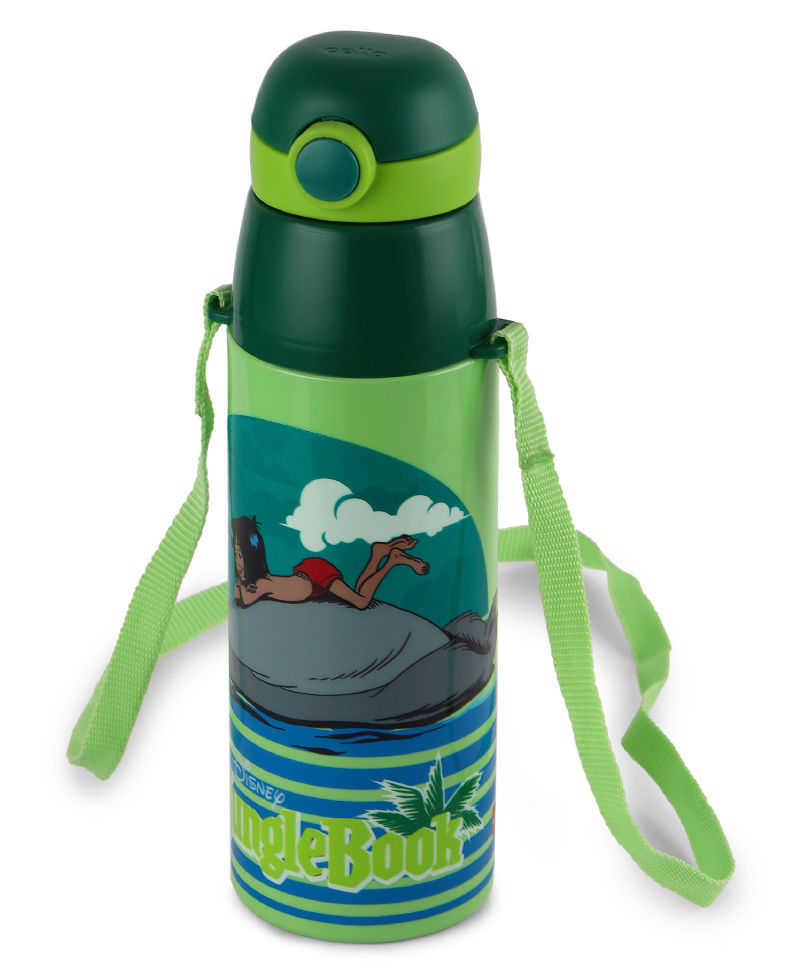 Cello Kidzbee Series Orb Jungle Book Inner Steel Insulated Water Bottle with 3D Printed Touch & Feel Sticker Green - 380 ml-picture-13