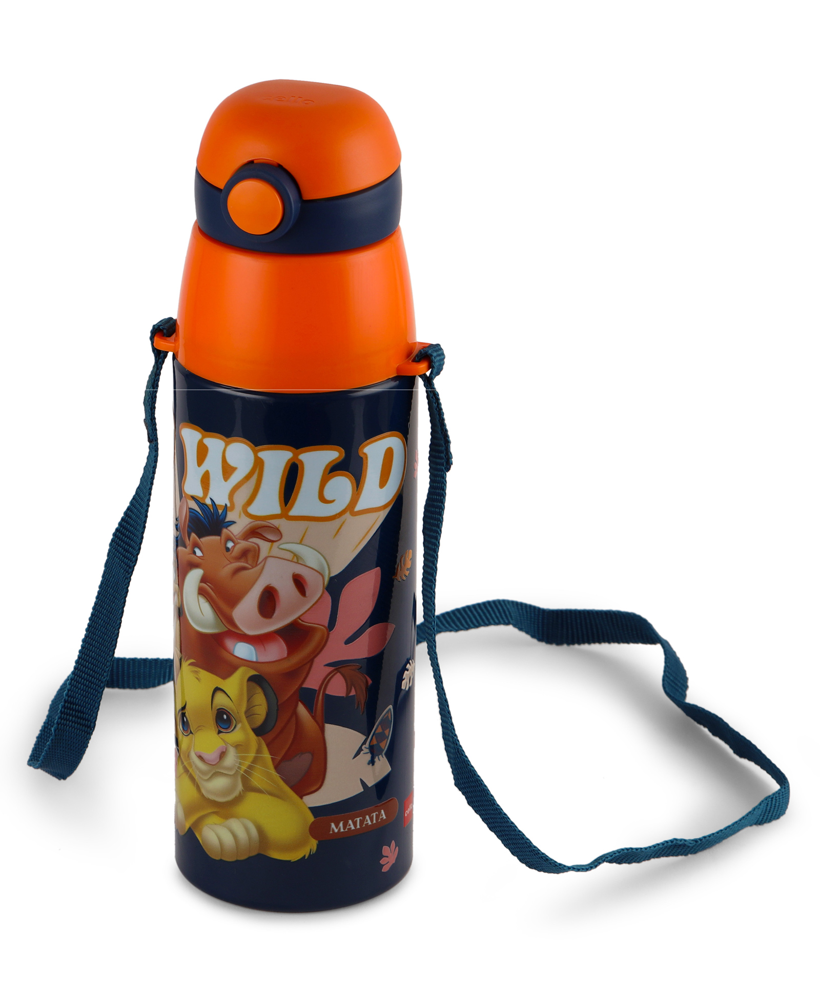 Cello Kidzbee Series Orb Lion King Inner Steel Insulated Water Bottle with 3D Printed Touch & Feel Sticker Navy Blue - 500 ml-image-5