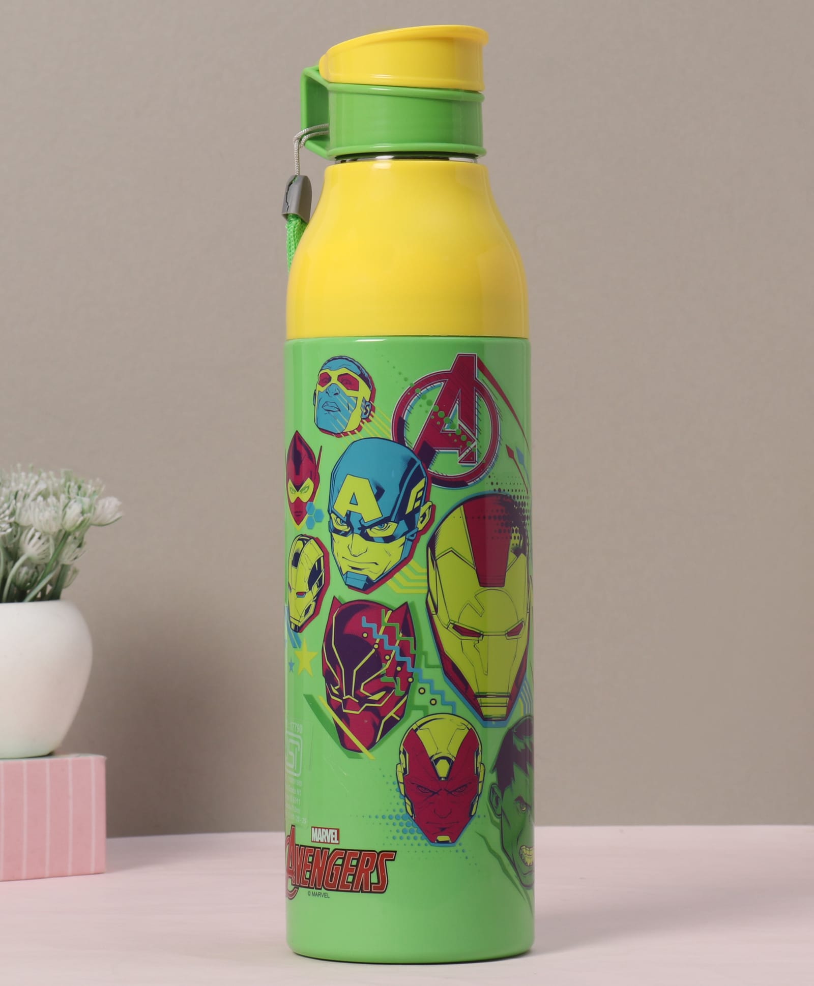 Cello Amazer Puro Steel-X Insulated Stainless Steel Avengers Water Bottle Yellow & Green - 550 ml-picture-38