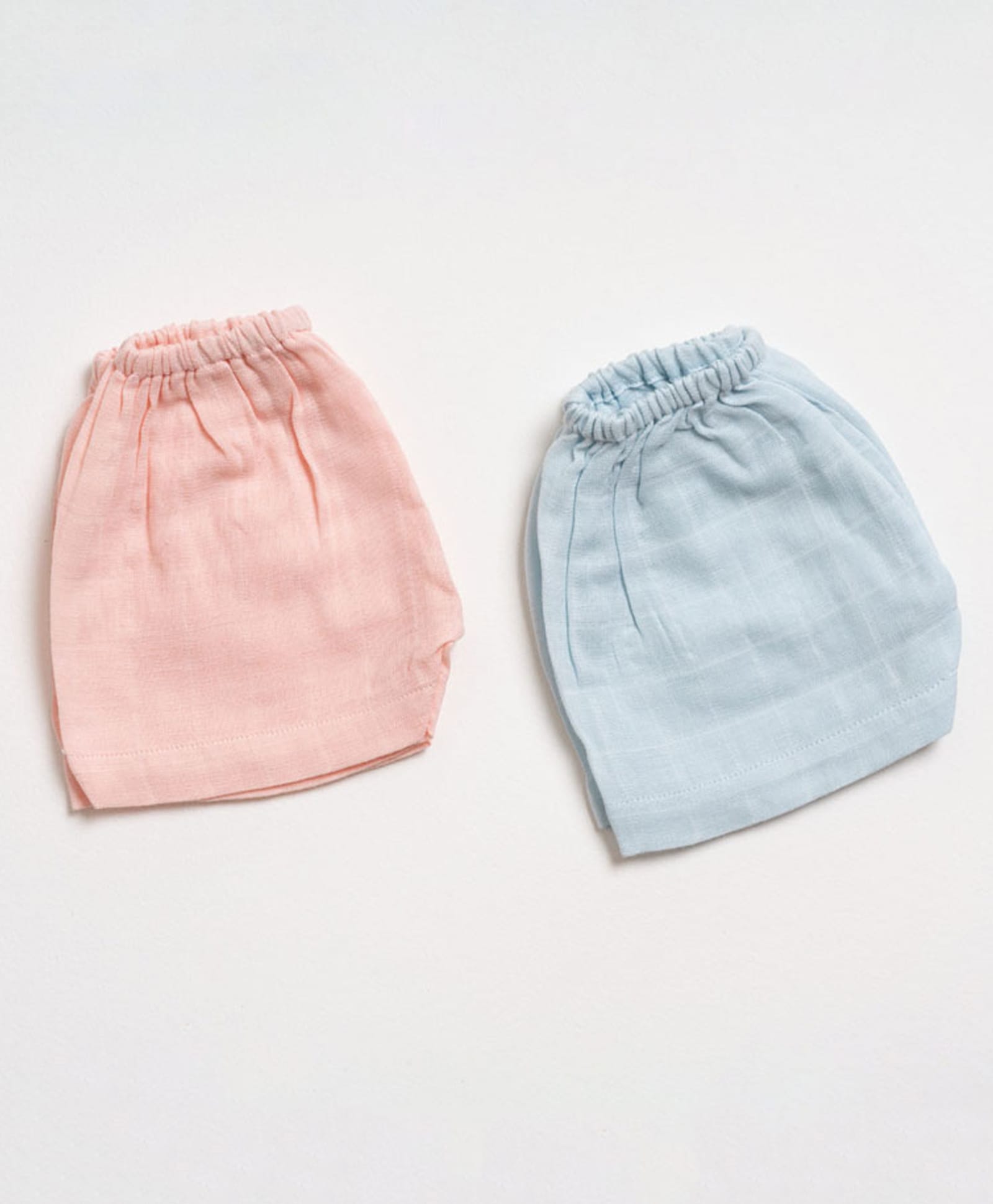 AARIRO 100% Muslin Woven Pack Of 2 Solid Shorts - Blue & Pink-image-42
