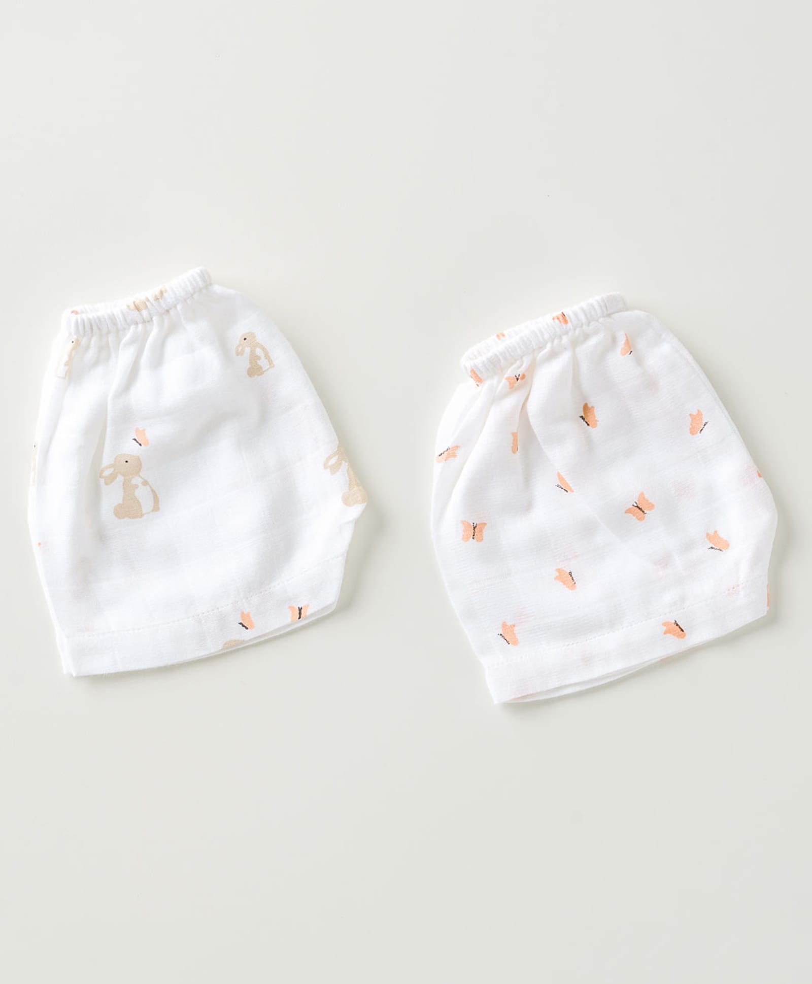 AARIRO 100% Muslin Woven Pack Of 2 Bunnies & Butterflies Printed Shorts - White-picture-10