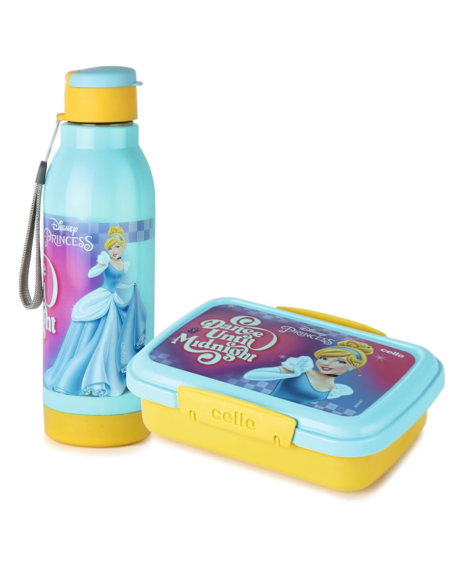CELLO Lunch On Disney Princess Gift Set Insulated Lunch Box & Water Bottle for Kids Set of 2 - Yellow-picture-31