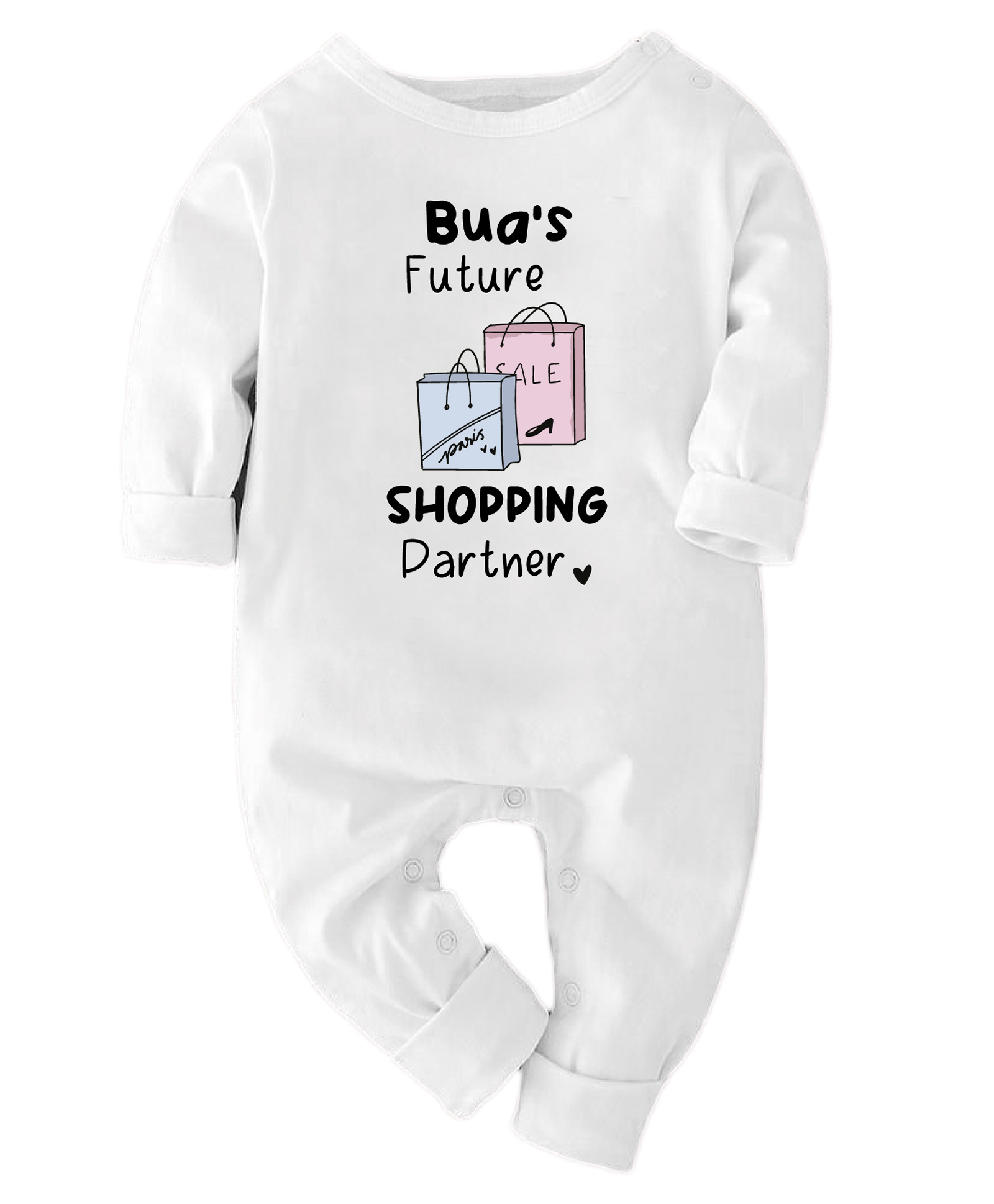 Zeezeezoo 100% Cotton Knit Family Theme Full Sleeves Buas Future Shopping Partner Text Printed Romper - White-picture-43