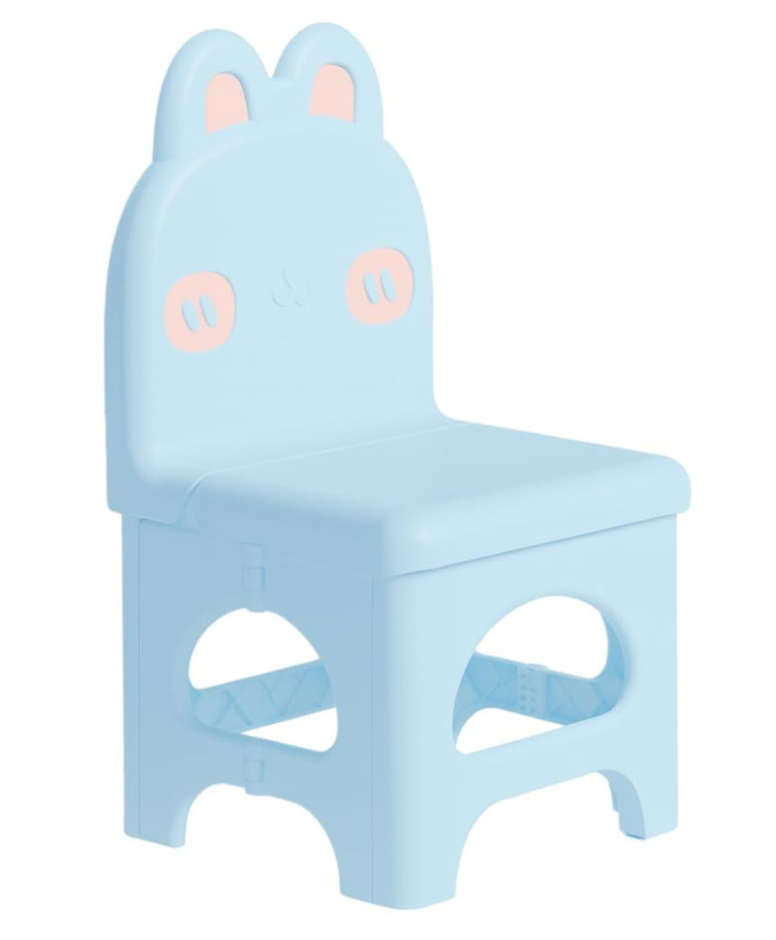 Robbox Plastic Tiny Tot Folding Chair For kids with Cute Animal Design Foldable, Lightweight & Durable Toddler Seating Chair for Playroom, Study, Nursery, Dining and Preschool Use - (Blue)-image-45