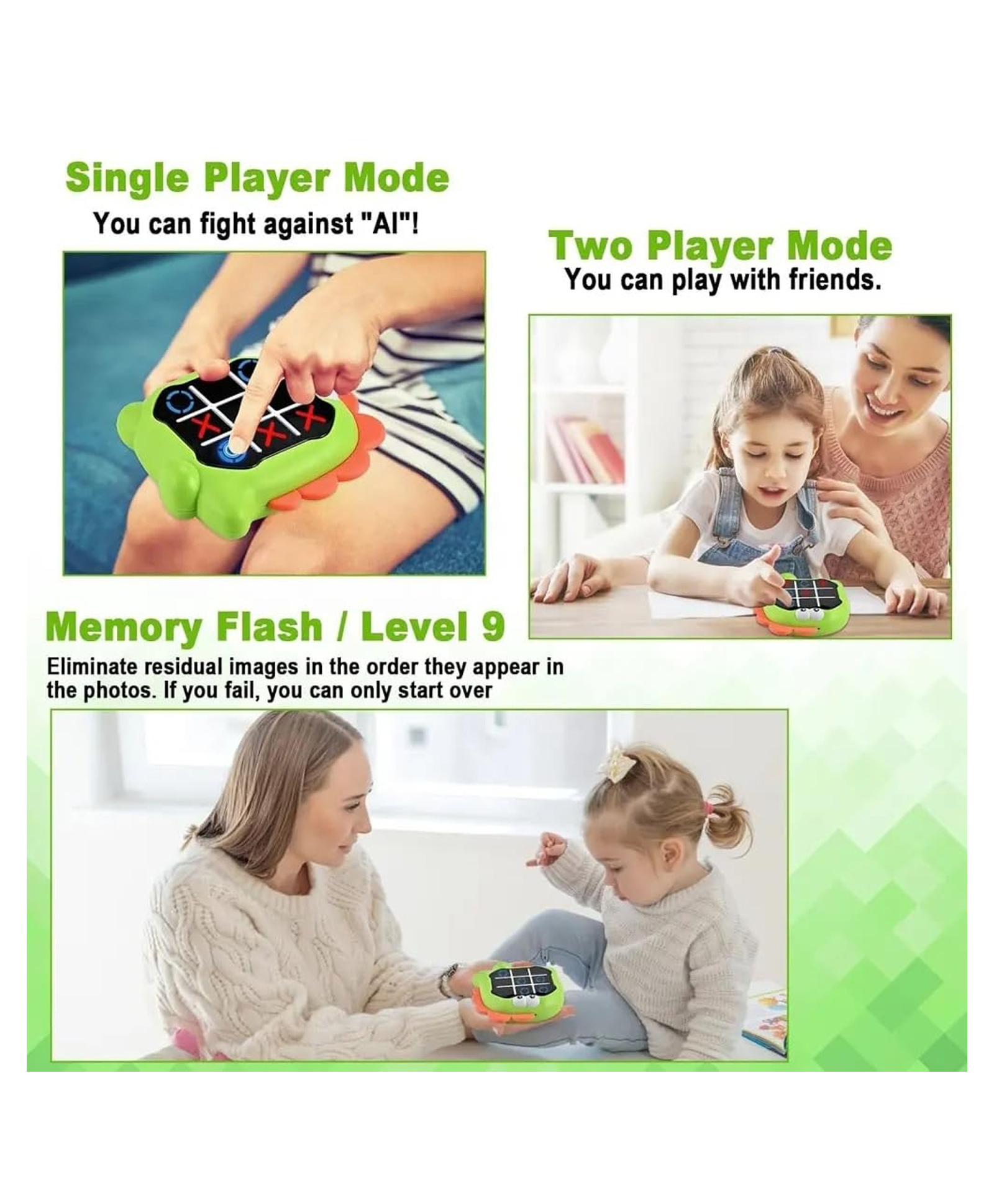 Sanjary Tic Tac Toe Game, Animal-Themed 2-in-1 Handheld Puzzle Game Console, Travel Game for Learning and Memory Development, Board Games for Kids family game color design may vary-image-39