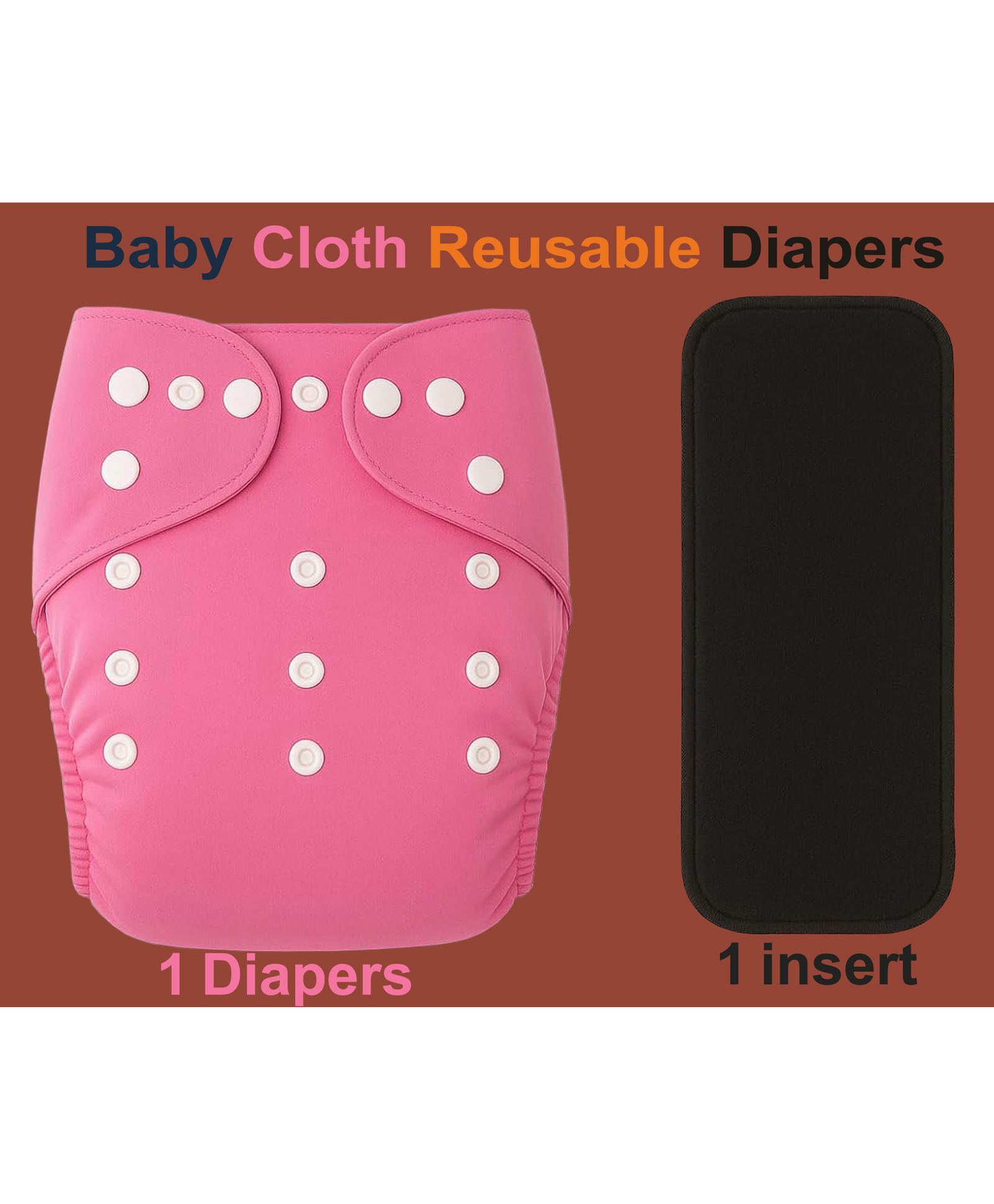Joy Buzz Free Size Reusable Cloth Diaper / Nappies With Insert - Red- Pack of 1-picture-25