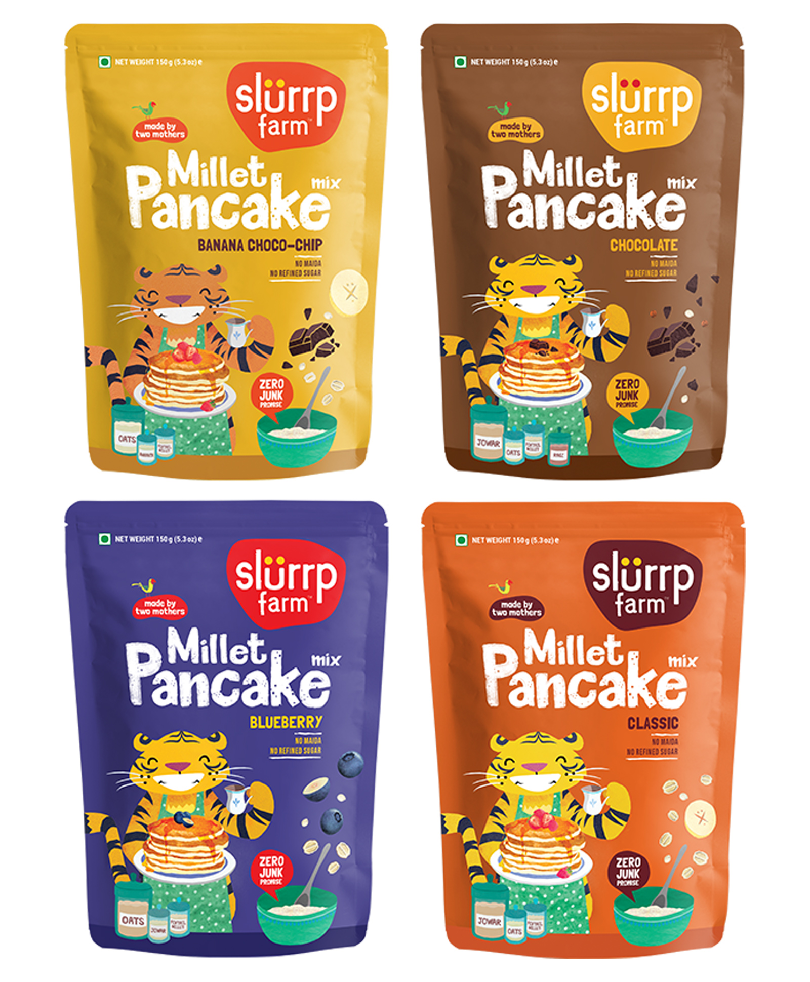 Slurrp Farm No Maida Pancake Trial Pack Combo | Instant Breakfast Mix Made With Oats, Ragi and Jowar | Eggless and Healthy Breakfast Mix Pack of 4 - 50 g Each-image-39