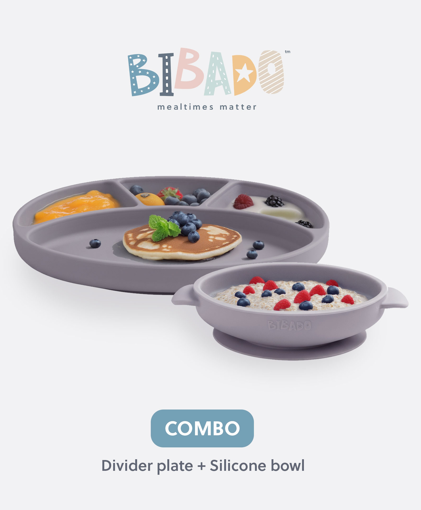 Bibado Silicone Suction Plate & Bowl Set - Mist Blue | Baby-Safe, Strong Grip, 6-36M-image-42
